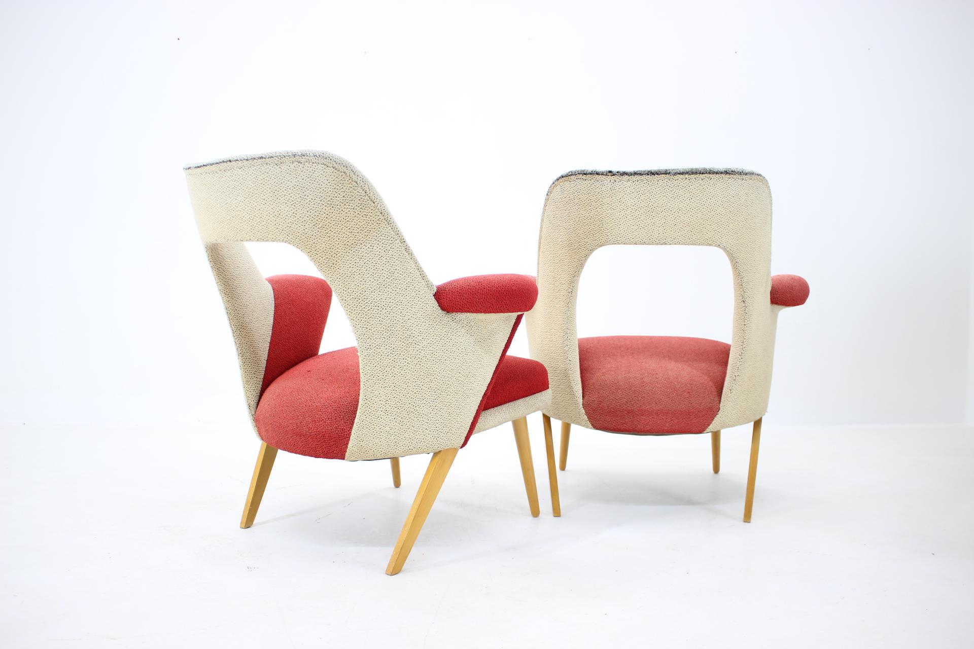 Mid-20th Century Set of Two Very Rare Mid Century Armchairs, 1960s For Sale