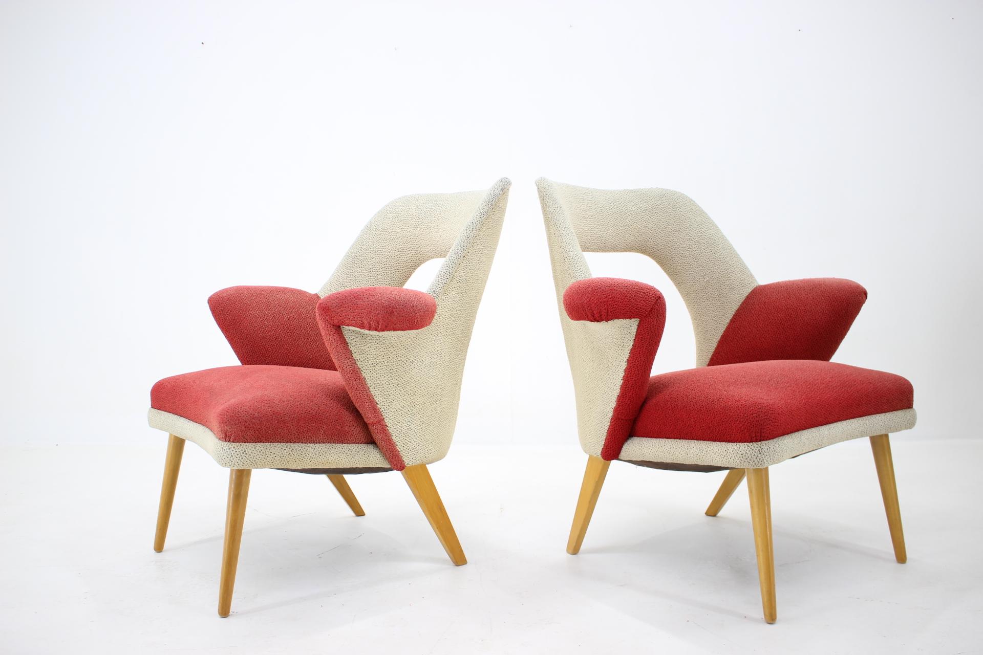 Set of Two Very Rare Mid Century Armchairs, 1960s For Sale 1