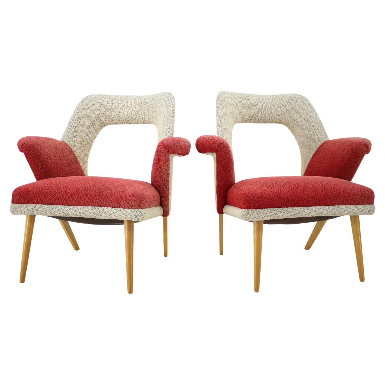 Set of Two Very Rare Mid Century Armchairs, 1960s For Sale