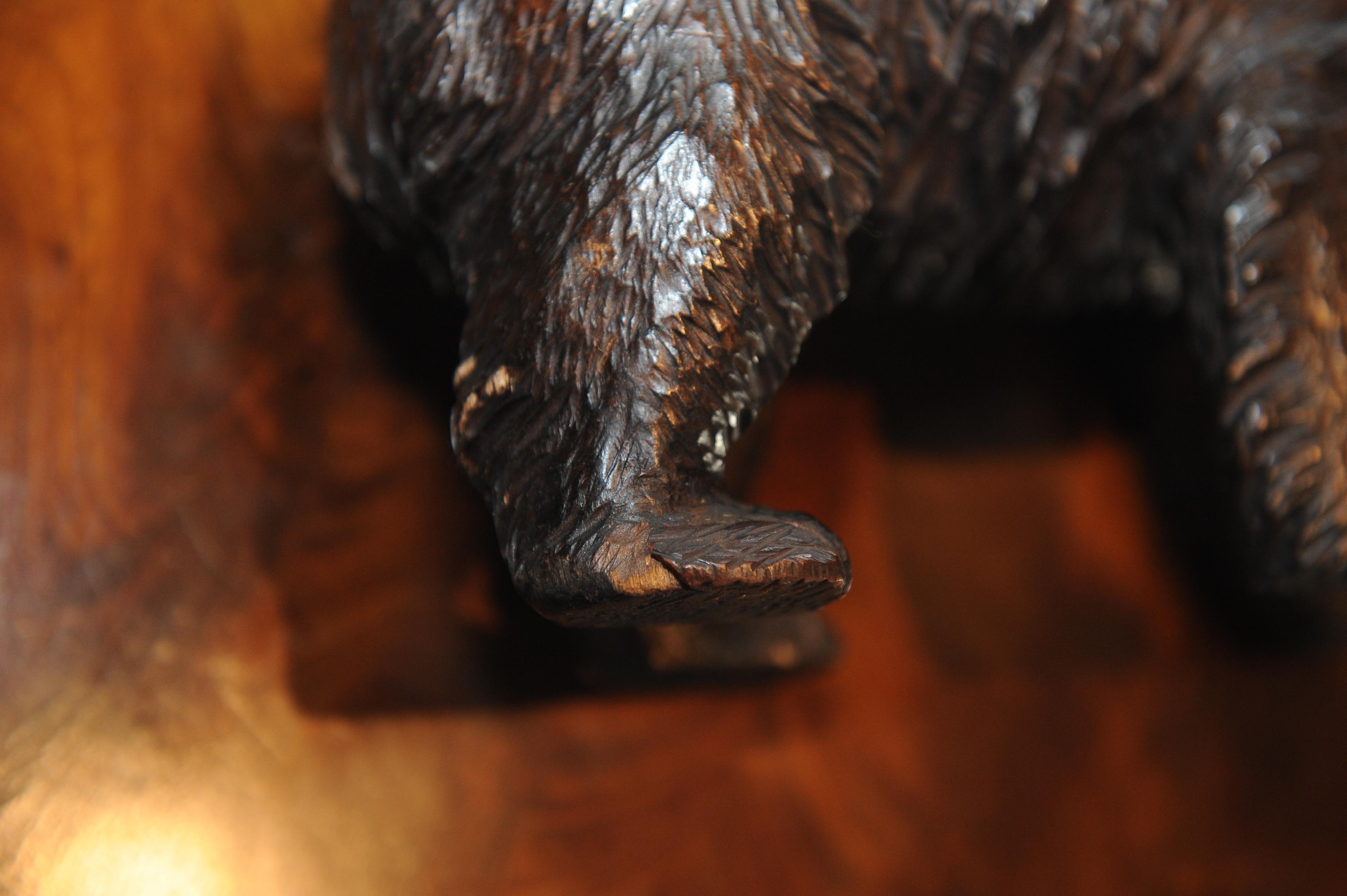 Satz von zwei viktorianischen handgeschnitzten & handbemalten Black Forest Bärenfiguren im Angebot 3