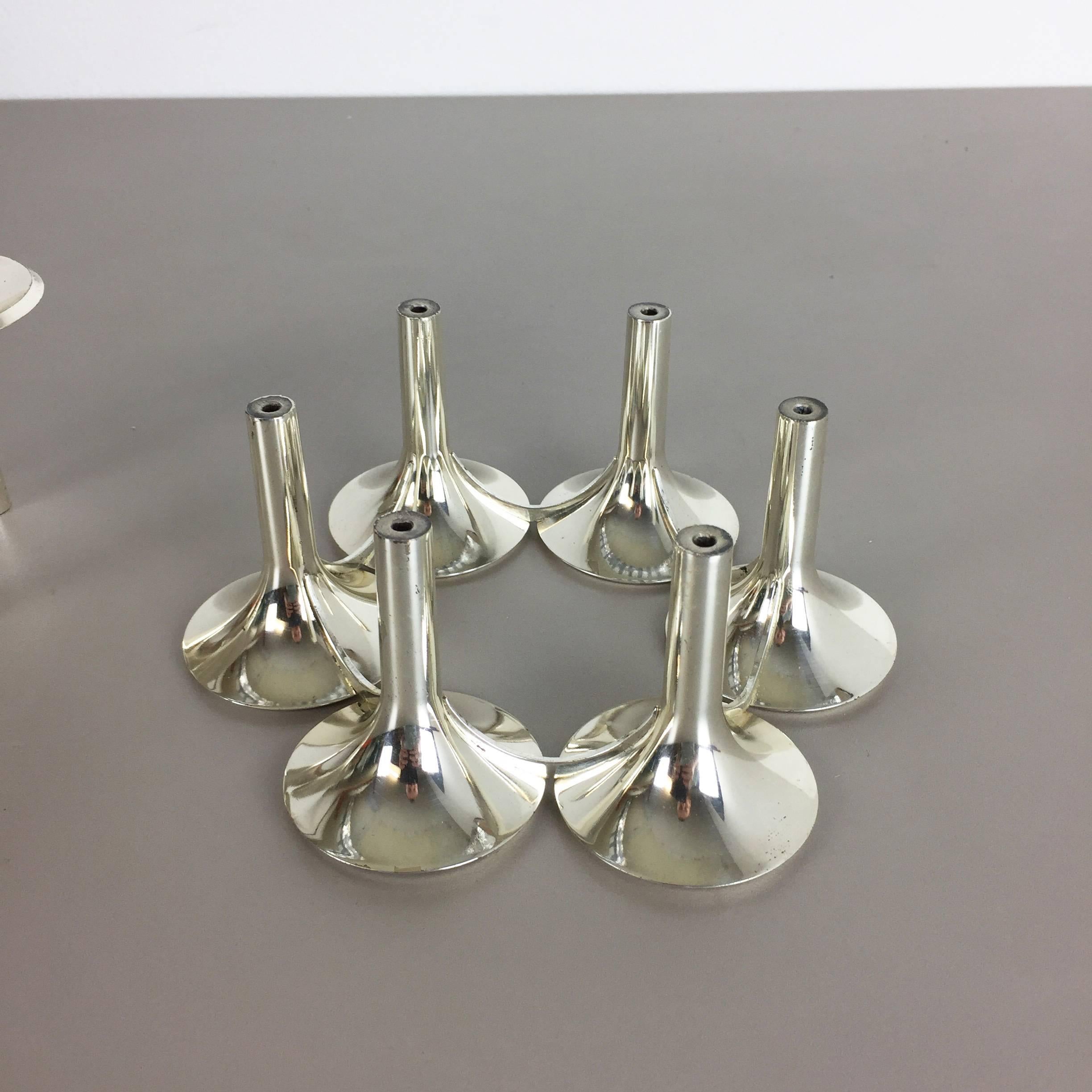 Set of Two Vintage 1970s Metal Chromed Candleholder Elements Made in Germany 1