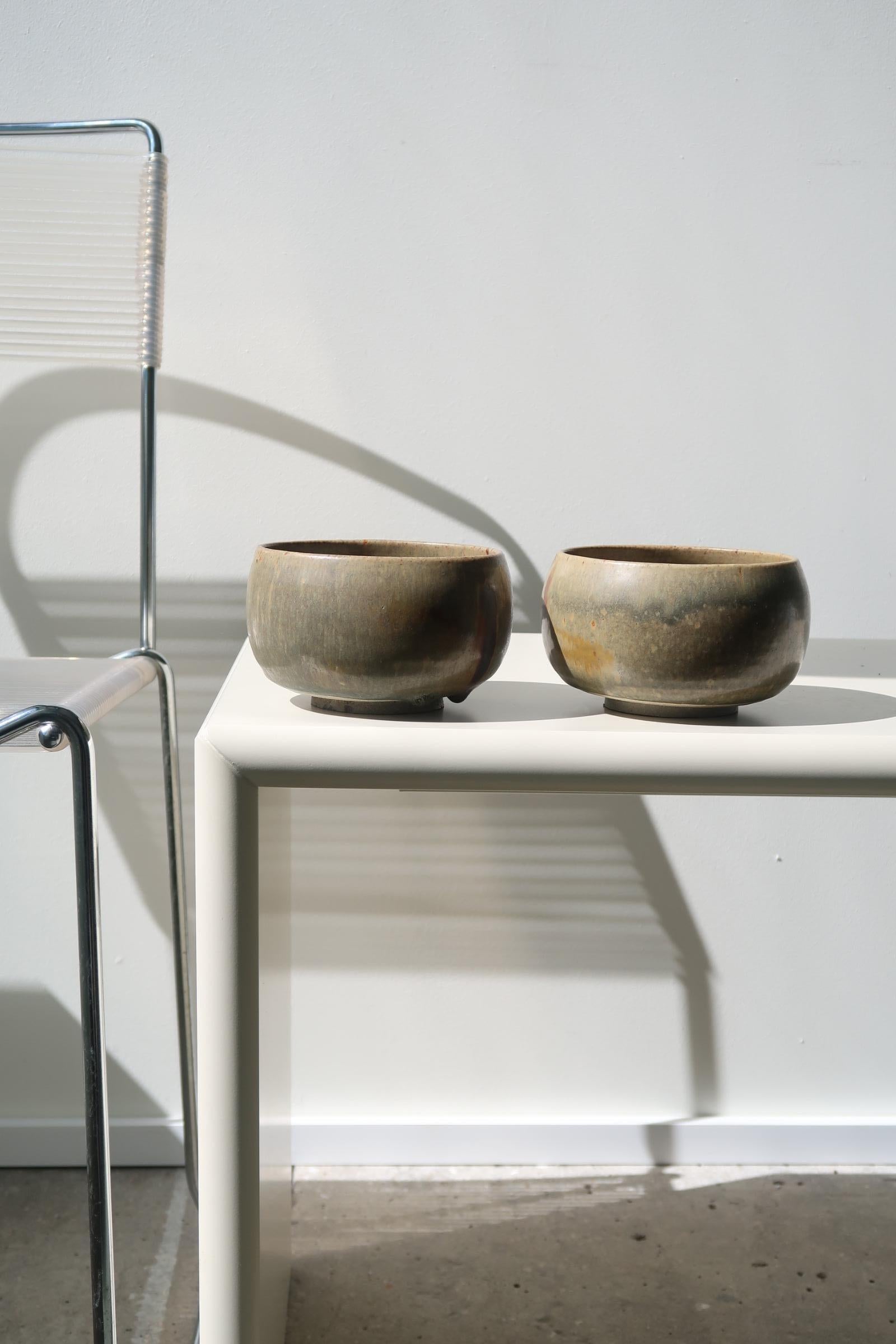 Set of Two Vintage Anne and Peter Stougaard Bornholm Danish Glazed Ceramic Bowls For Sale 4