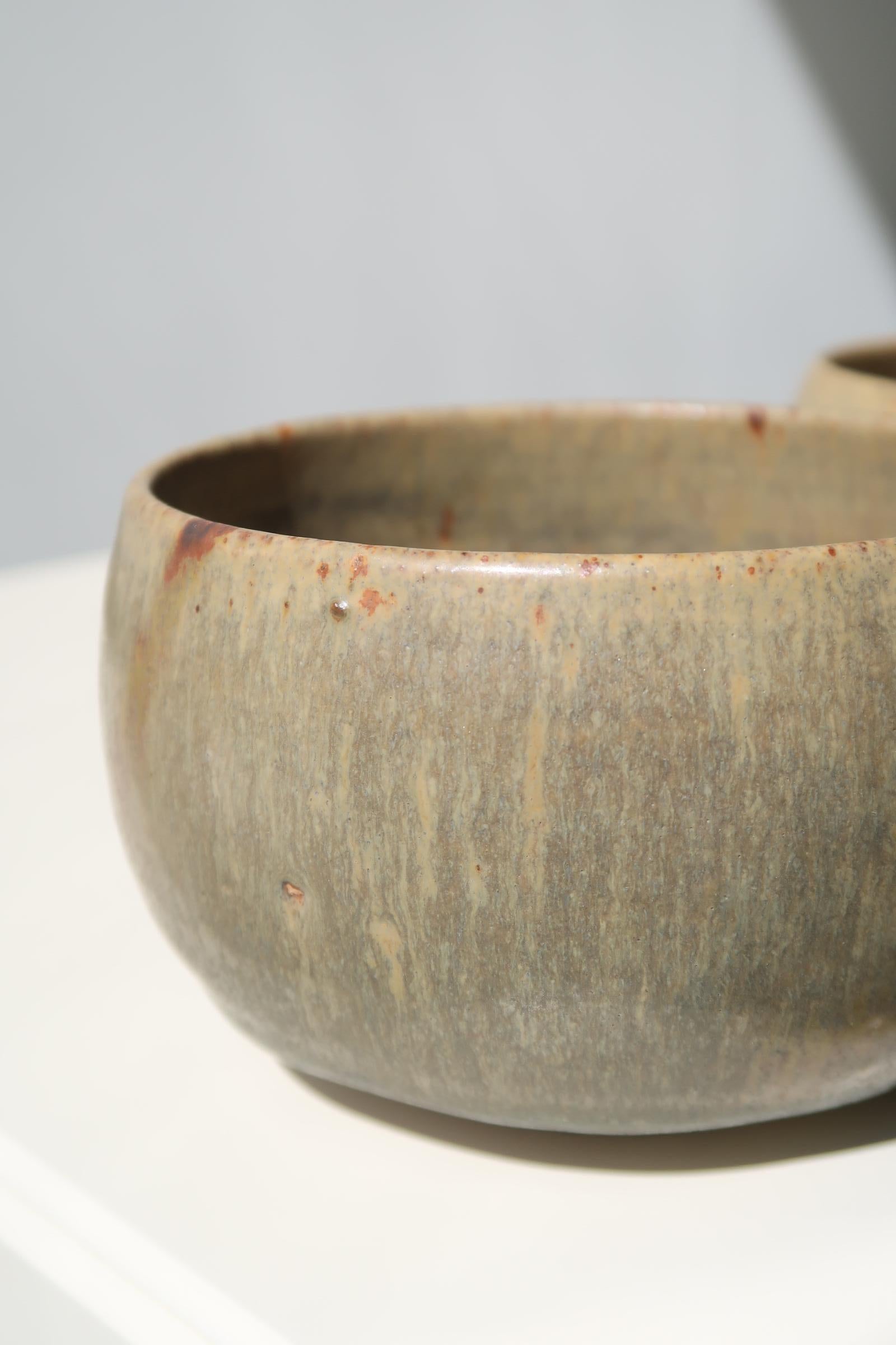 Set of Two Vintage Anne and Peter Stougaard Bornholm Danish Glazed Ceramic Bowls 5