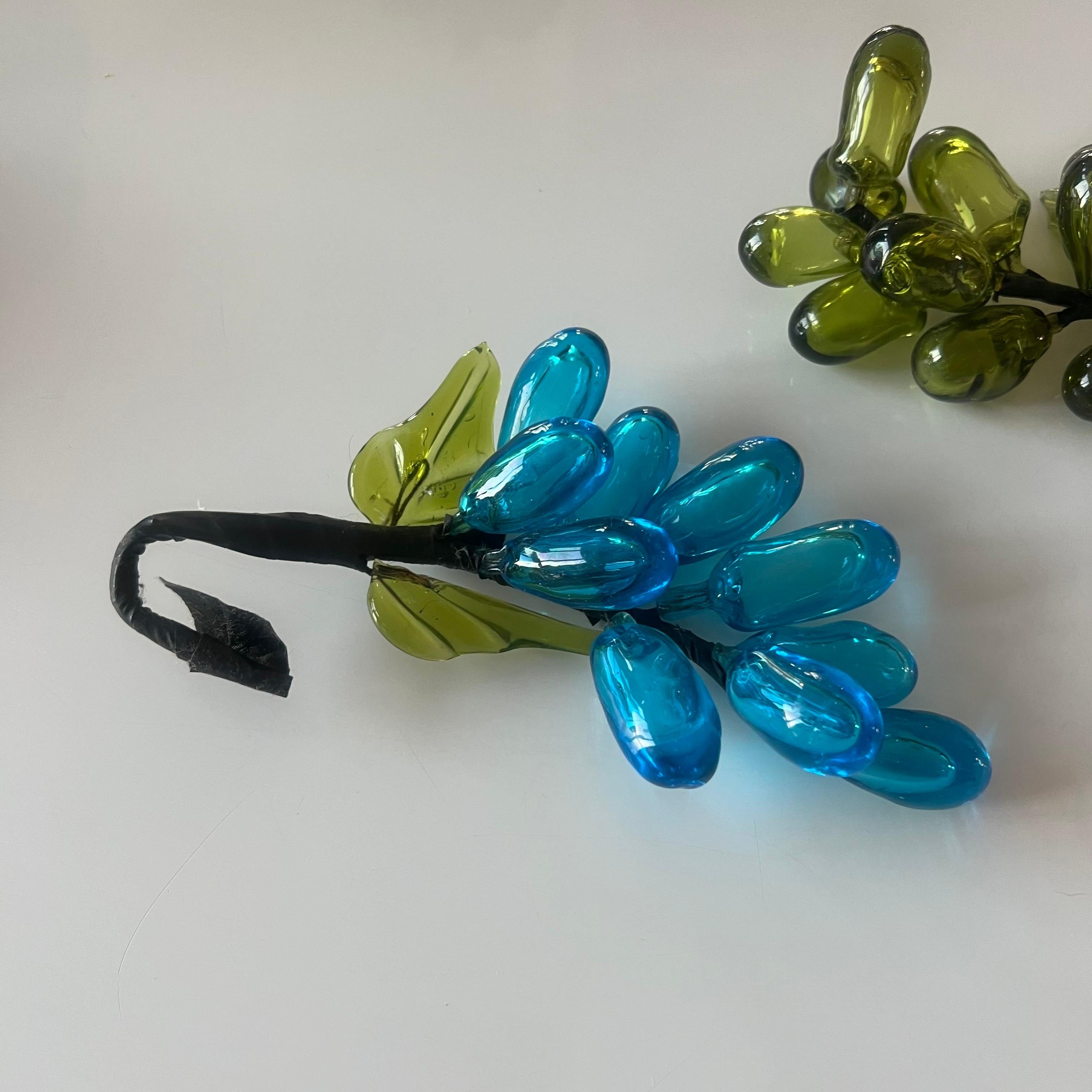 Italian Set of Two Vintage Blown-Glass Grape Clusters For Sale