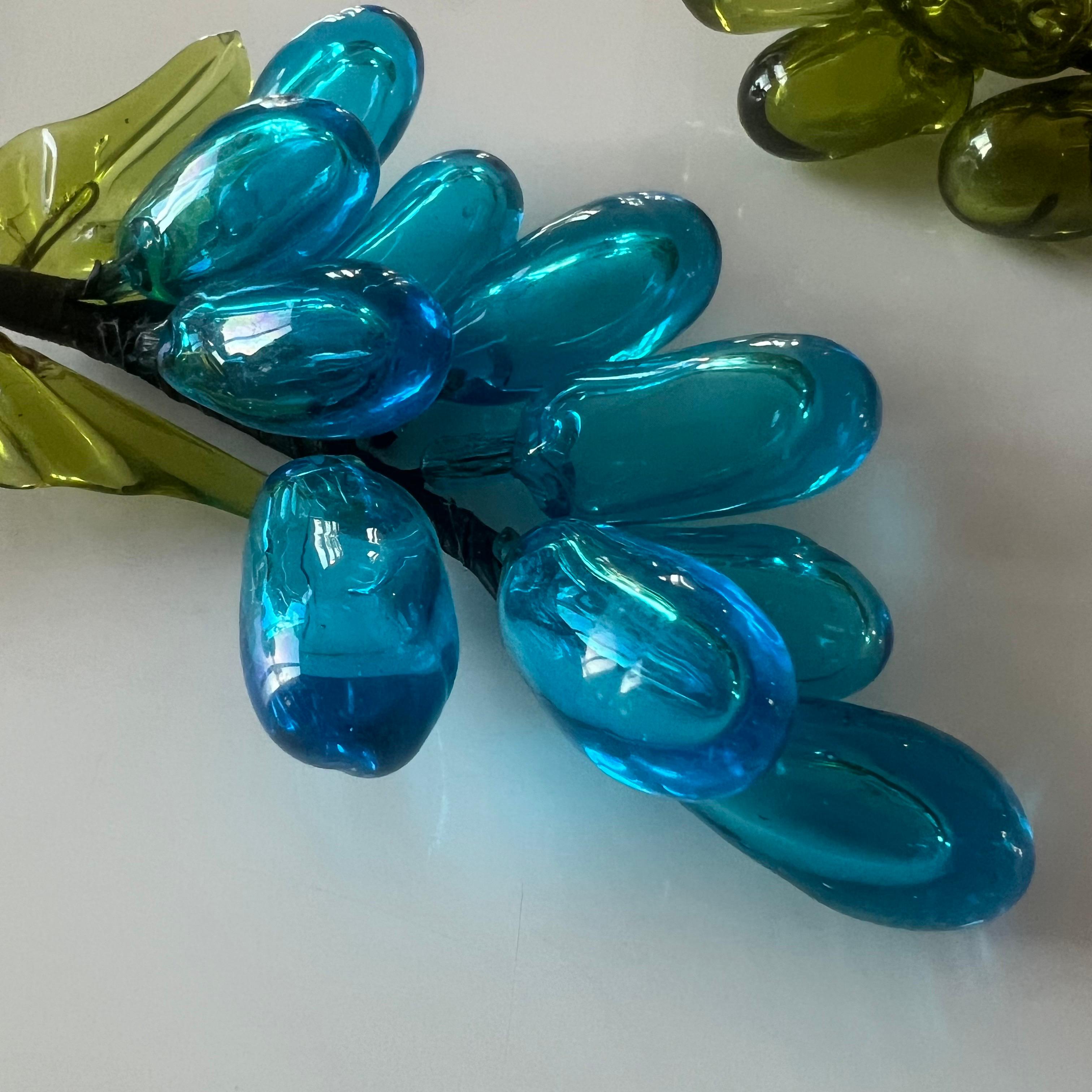 Set of Two Vintage Blown-Glass Grape Clusters In Good Condition For Sale In Charleston, SC
