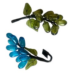Set of Two Vintage Blown-Glass Grape Clusters