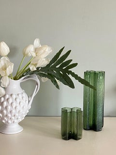 Set of two Vintage Bodil Kjaer cross vases by Gullaskruf Sweden, 1960