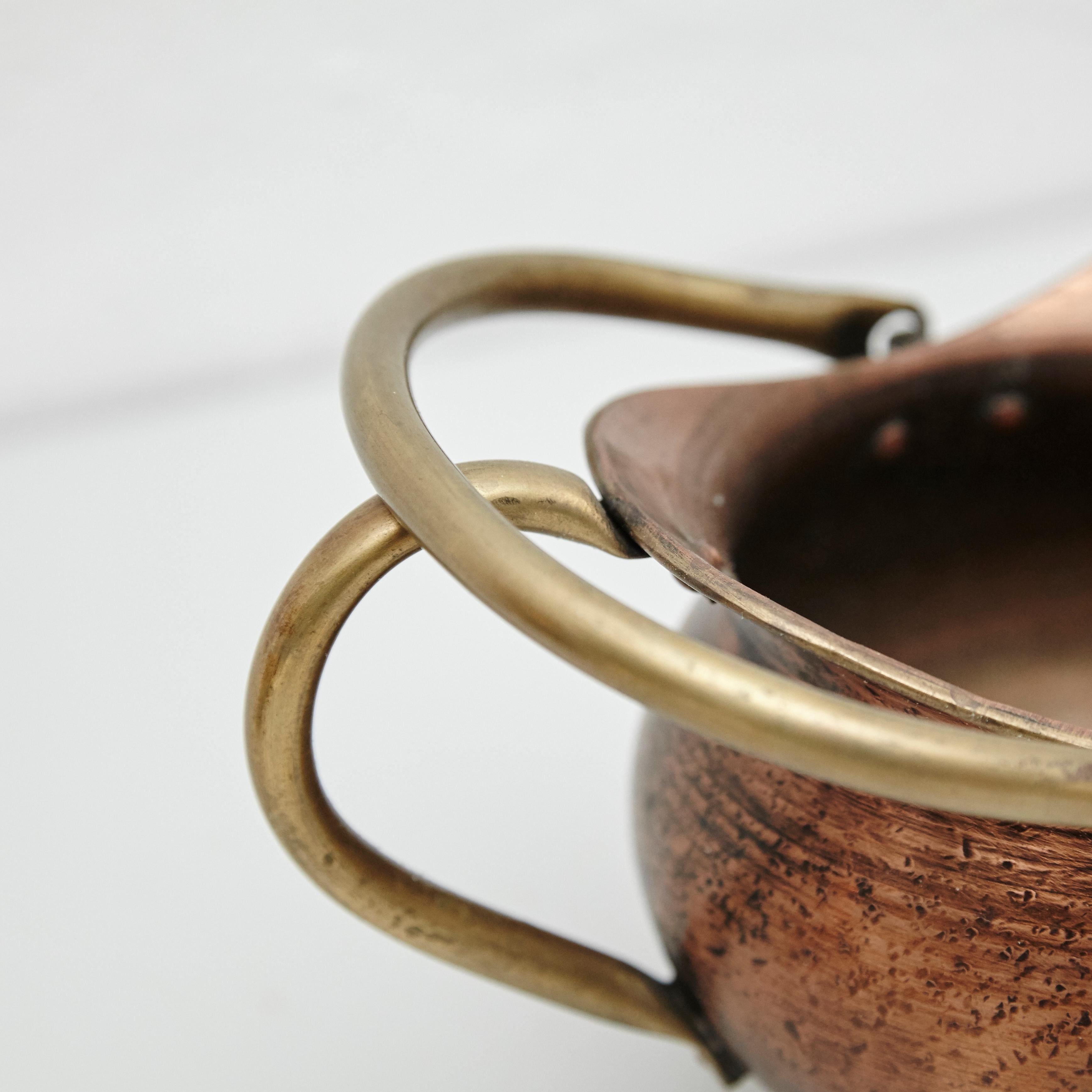 Set of Two Vintage Brass Coal Scuttle Bucket, circa 1950 1