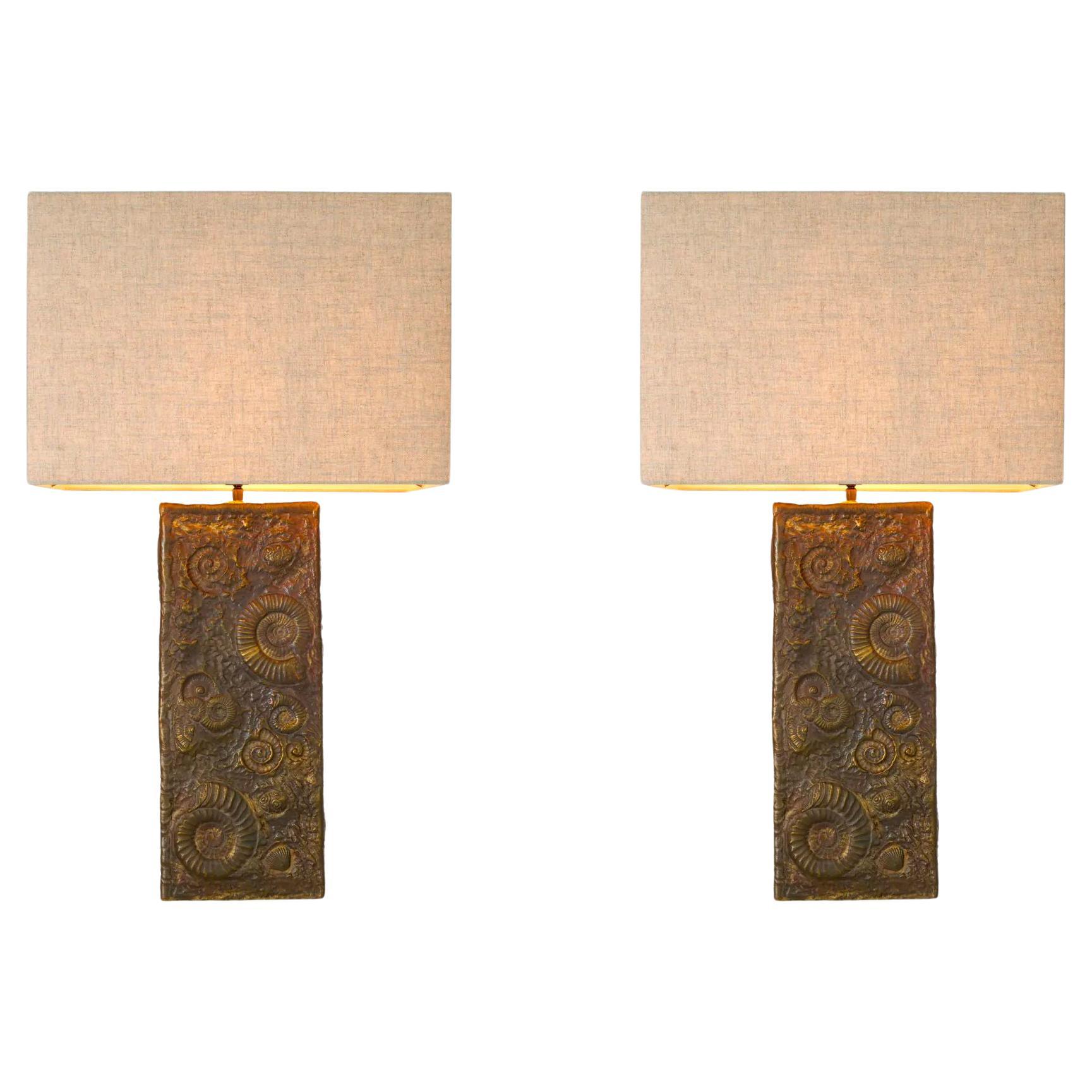Set of Two Vintage Brass Table Lamp en venta