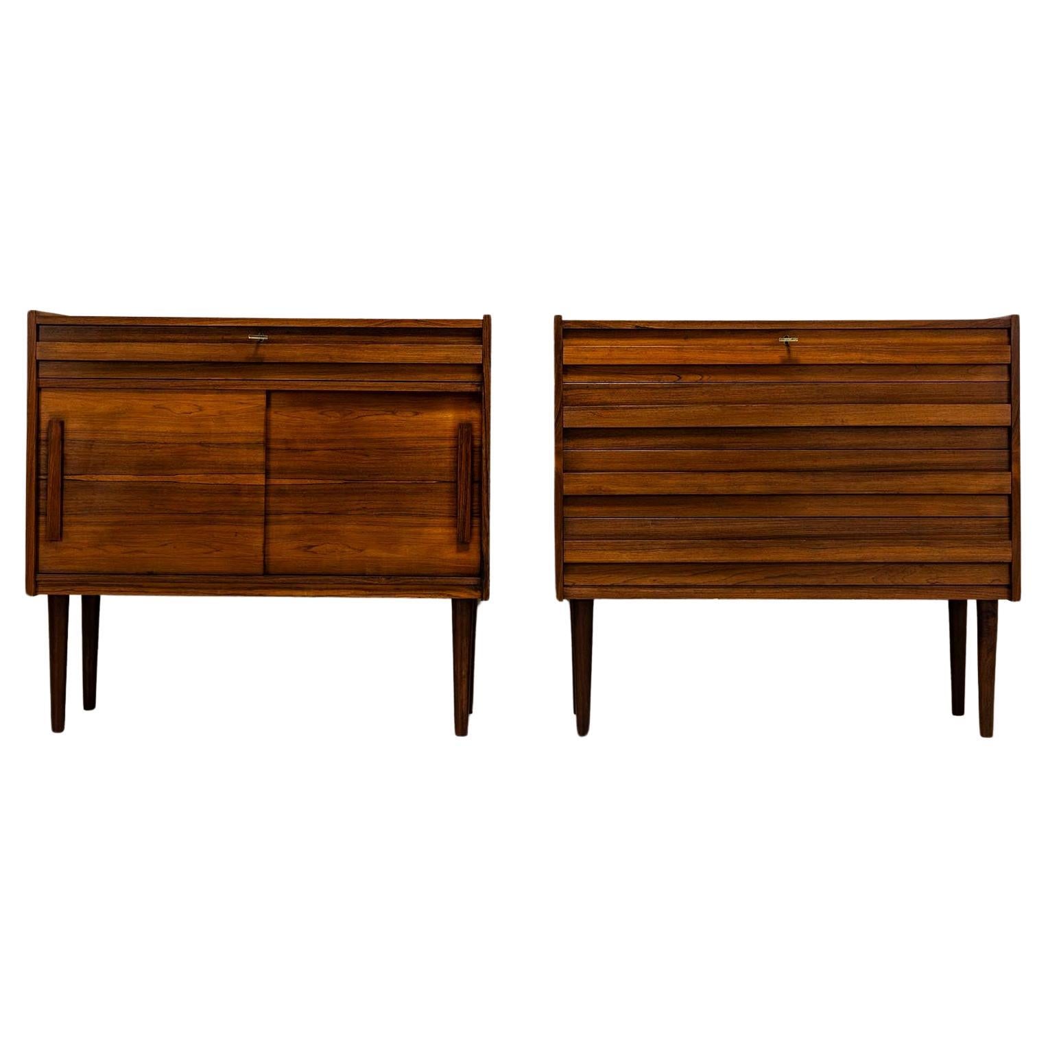 Set Of Two Vintage Cabinets In Veneered Rosewood, Denmark 1960s For Sale