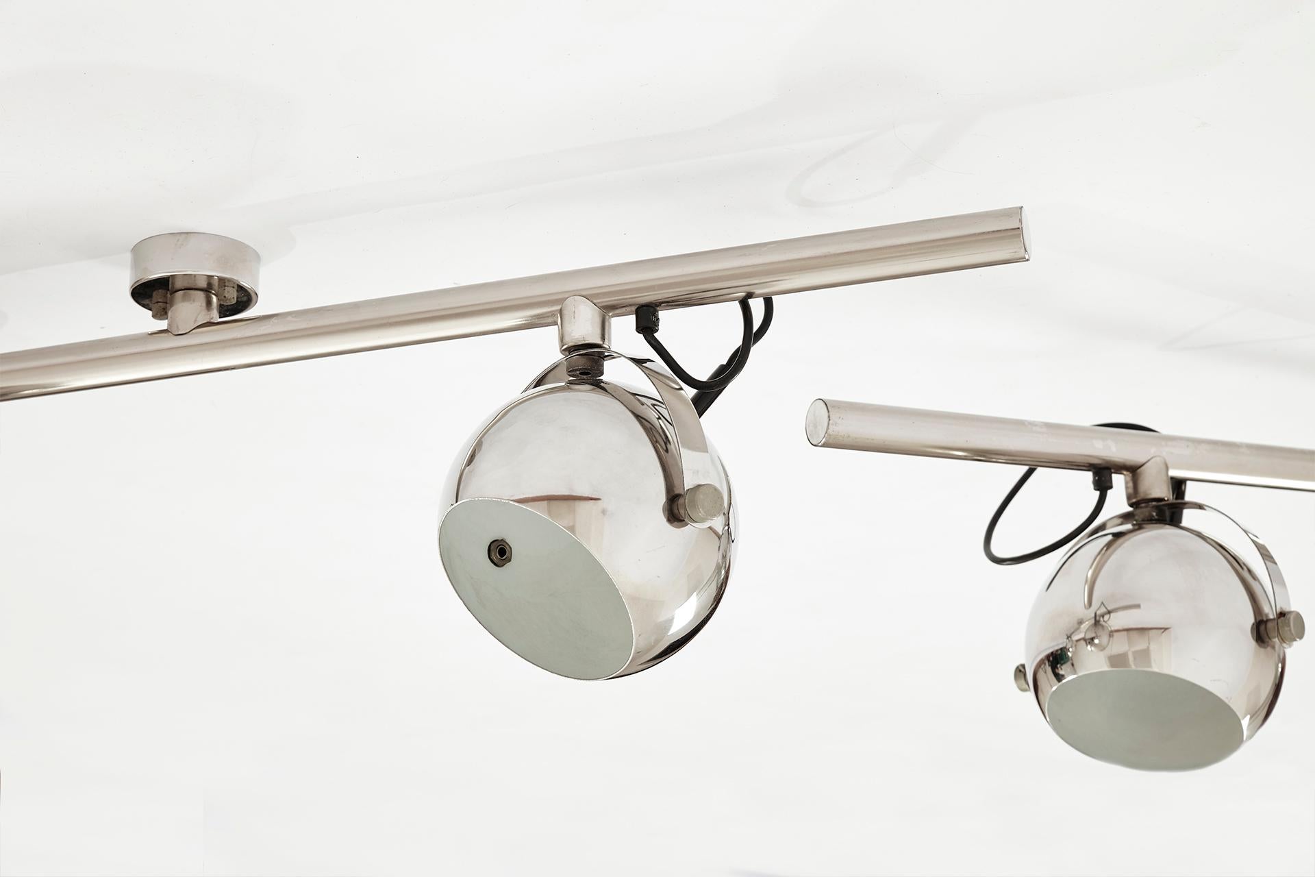Set of two identical spherical ceiling lamps by manufacturer Simon & Schelle, 1970s.