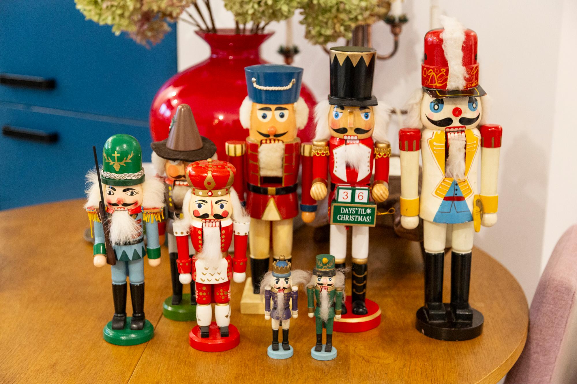 Wooden nutcrackers figure from the Erzgebirge. The region Erzgebirge formerly Eastern Germany is famous for this special kind of nutcrackers, where intricate carving has been their home. Completely hand-painted in bright colors and decorated with