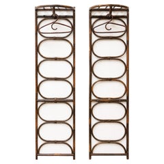 Set of two vintage coat racks in bamboo and rattan