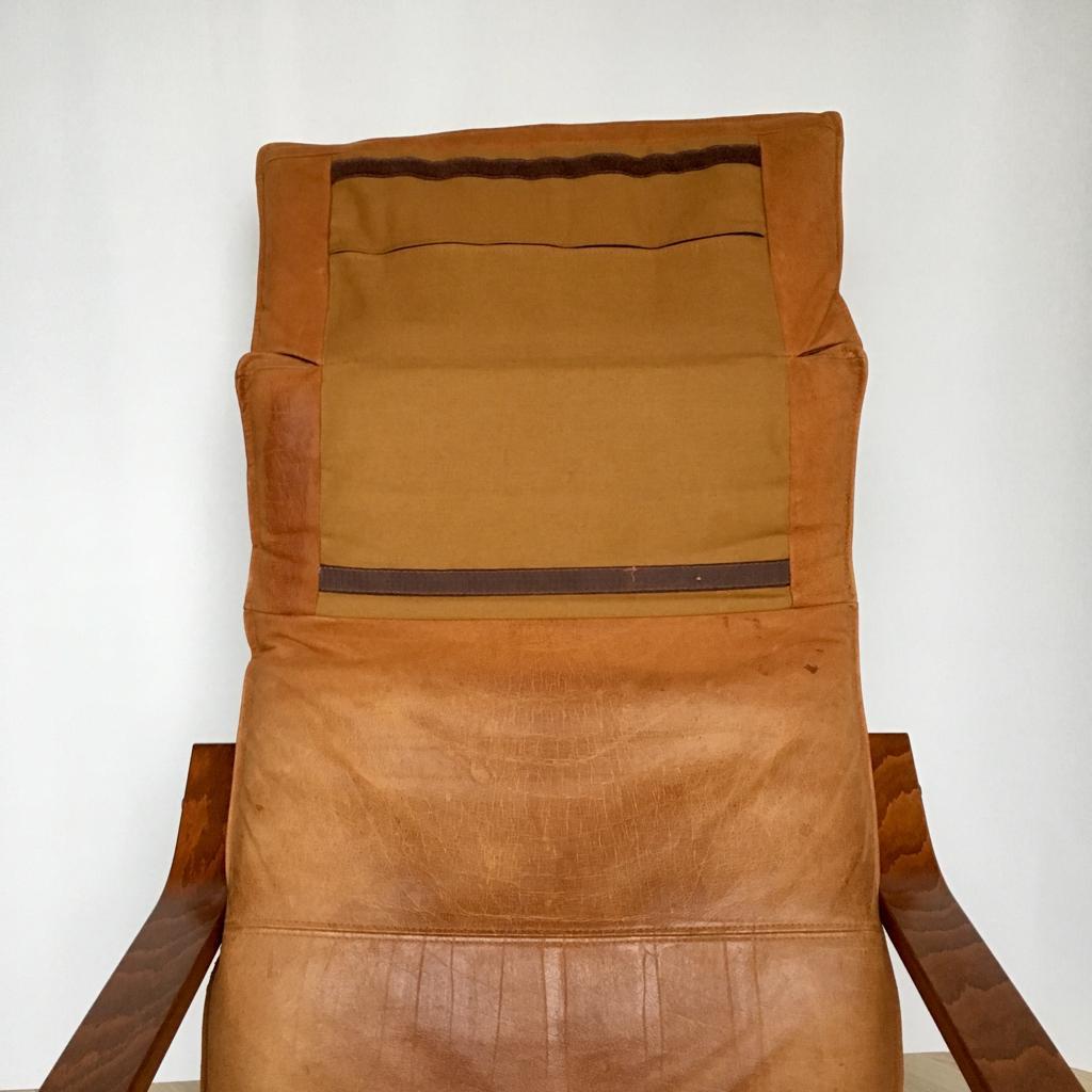 Vintage Cognaс Leder Poäng Stuhl von Noboru Nakamura für Ikea, 1999 im Angebot 1