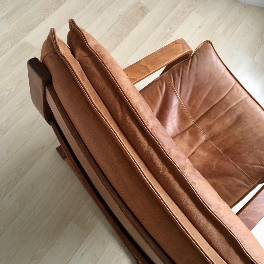 Vintage Cognaс Leder Poäng Stuhl von Noboru Nakamura für Ikea, 1999 im Angebot 4