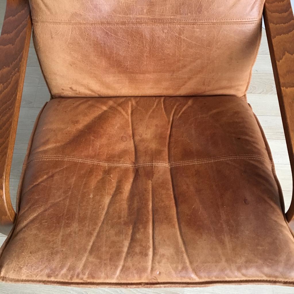 Vintage Cognaс Leder Poäng Stuhl von Noboru Nakamura für Ikea, 1999 im Angebot 6