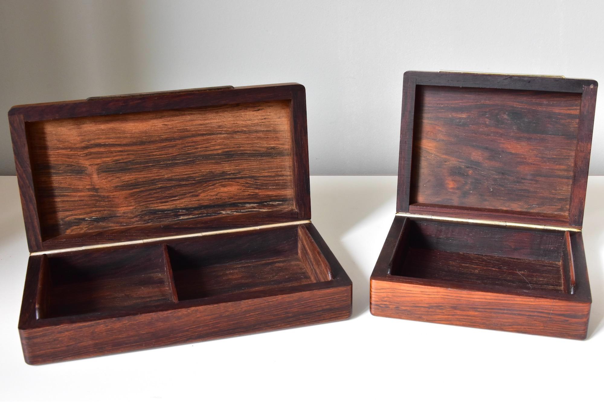 Set of Two Vintage Danish Modern Rosewood Boxes with Sterling Inlays, 1960s 3