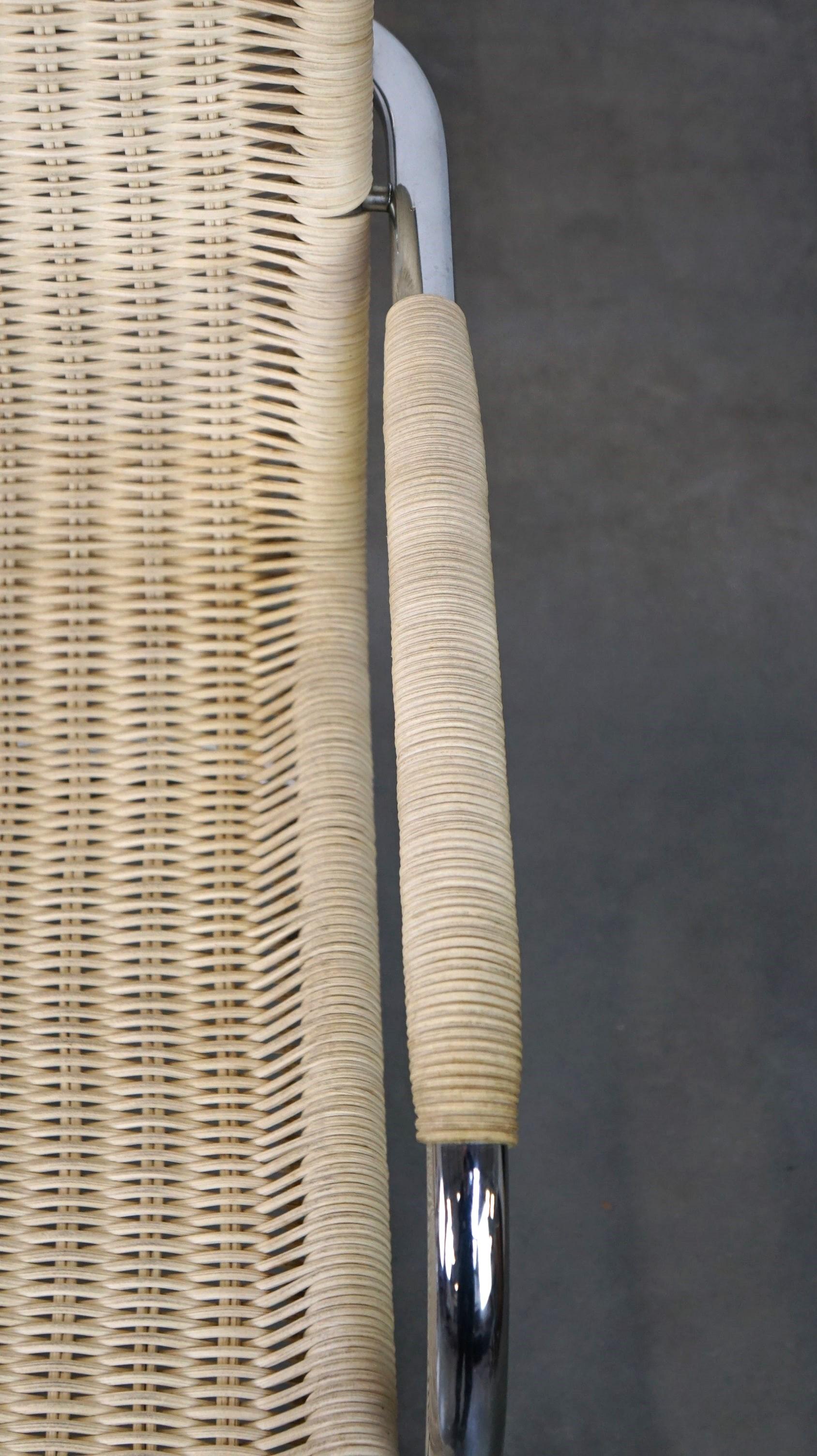 Set of two vintage design chairs by Franco Albini for Tecta, chrome and rattan For Sale 4