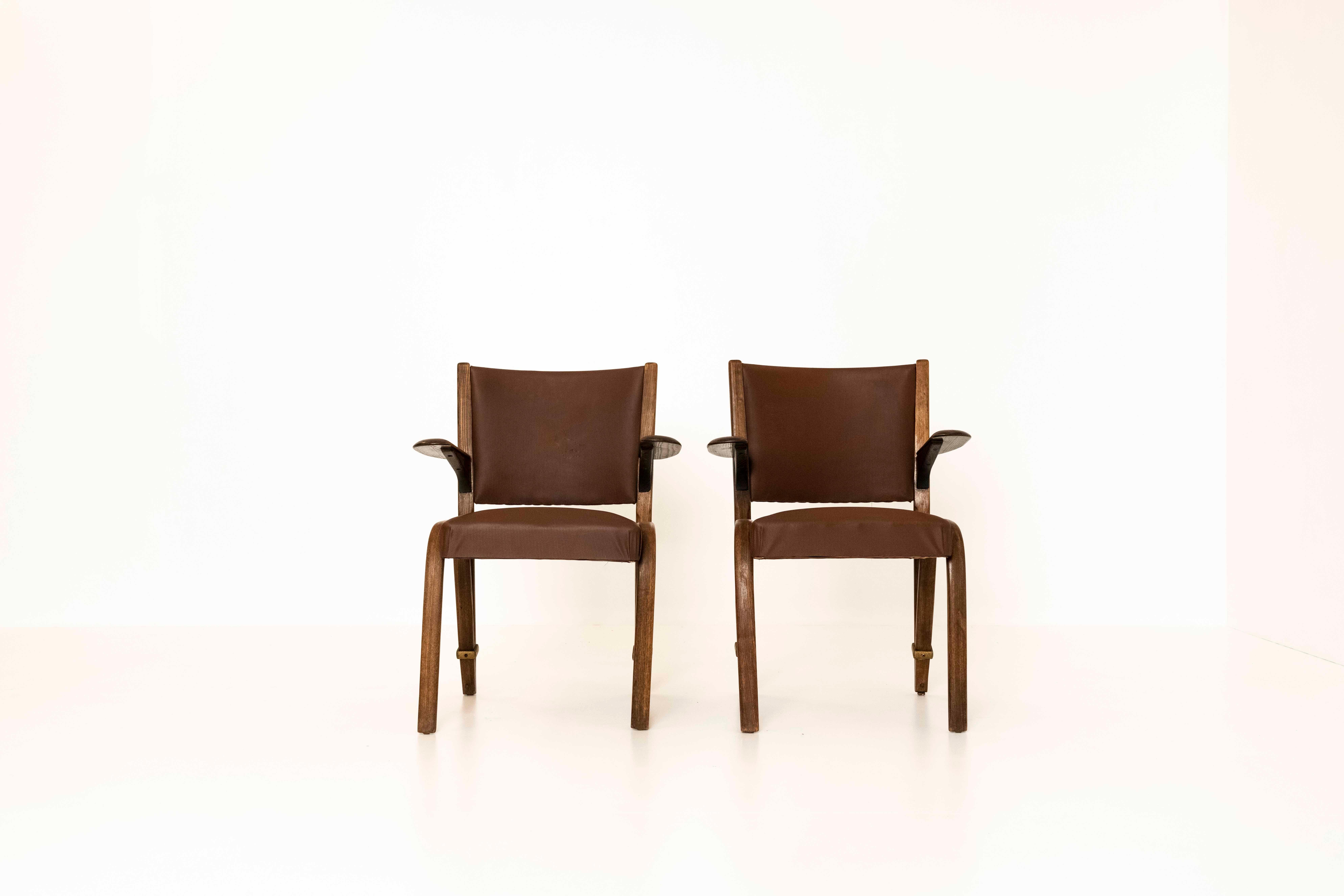 Mid-Century Modern Set of Two Vintage French Chairs by Hugues Steiner, 1960s  For Sale