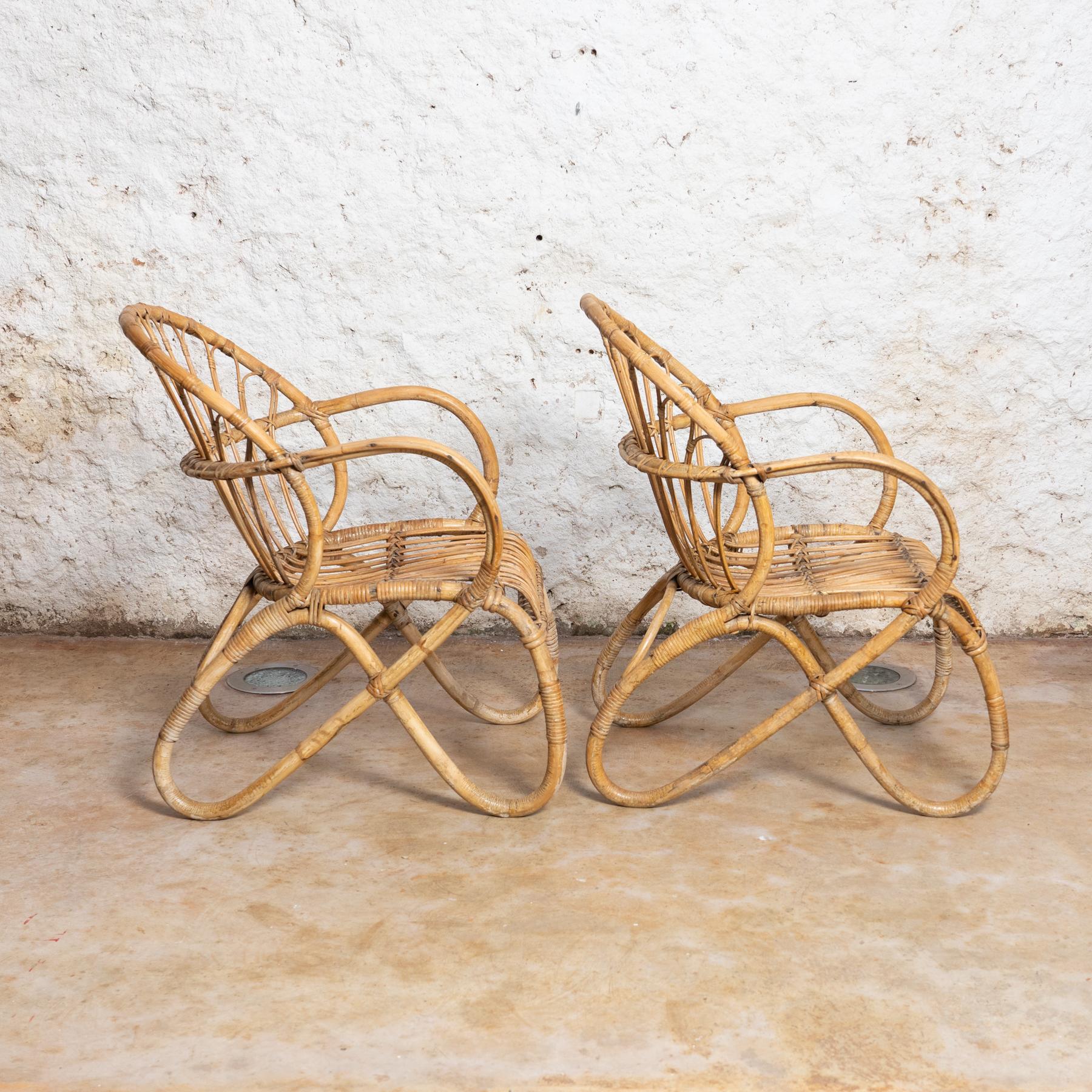 Set of Two Vintage French Ribiera Bamboo Armchairs, circa 1960 6