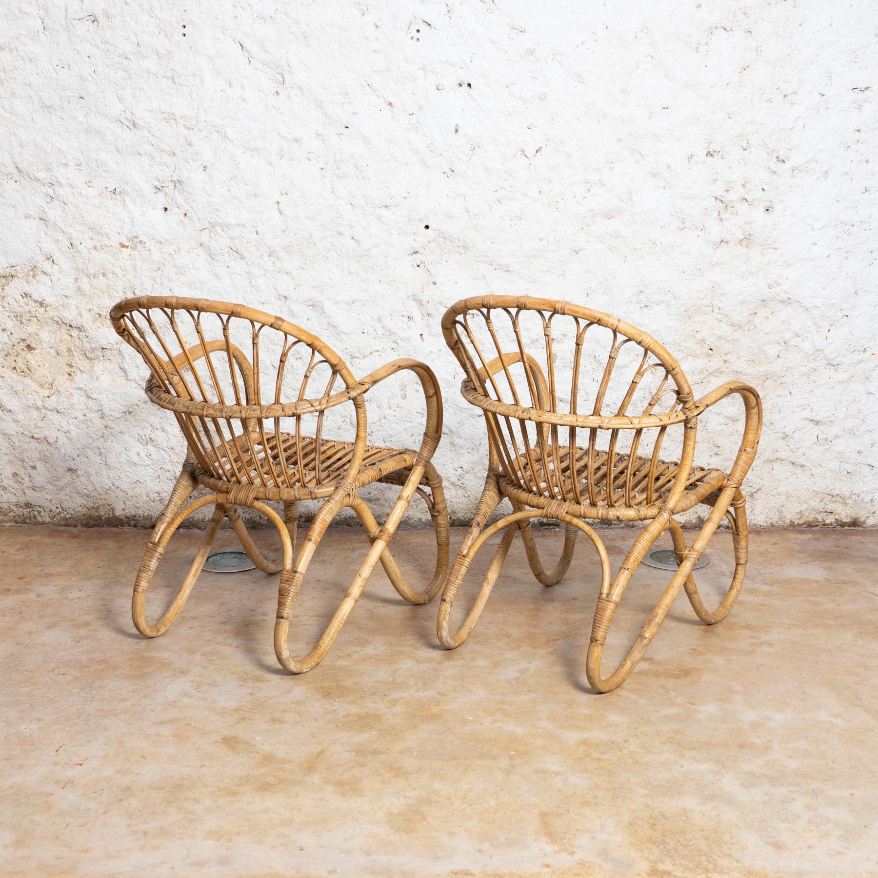 Set of Two Vintage French Ribiera Bamboo Armchairs, circa 1960 8