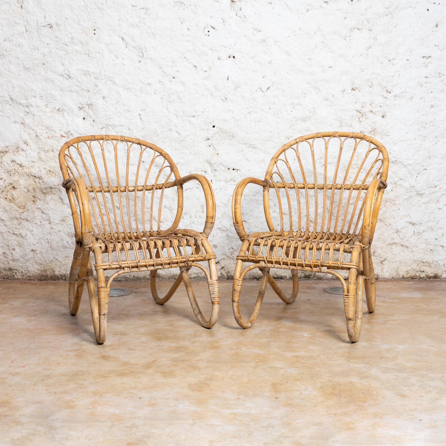 Set of Two Vintage French Ribiera Bamboo Armchairs, circa 1960 11