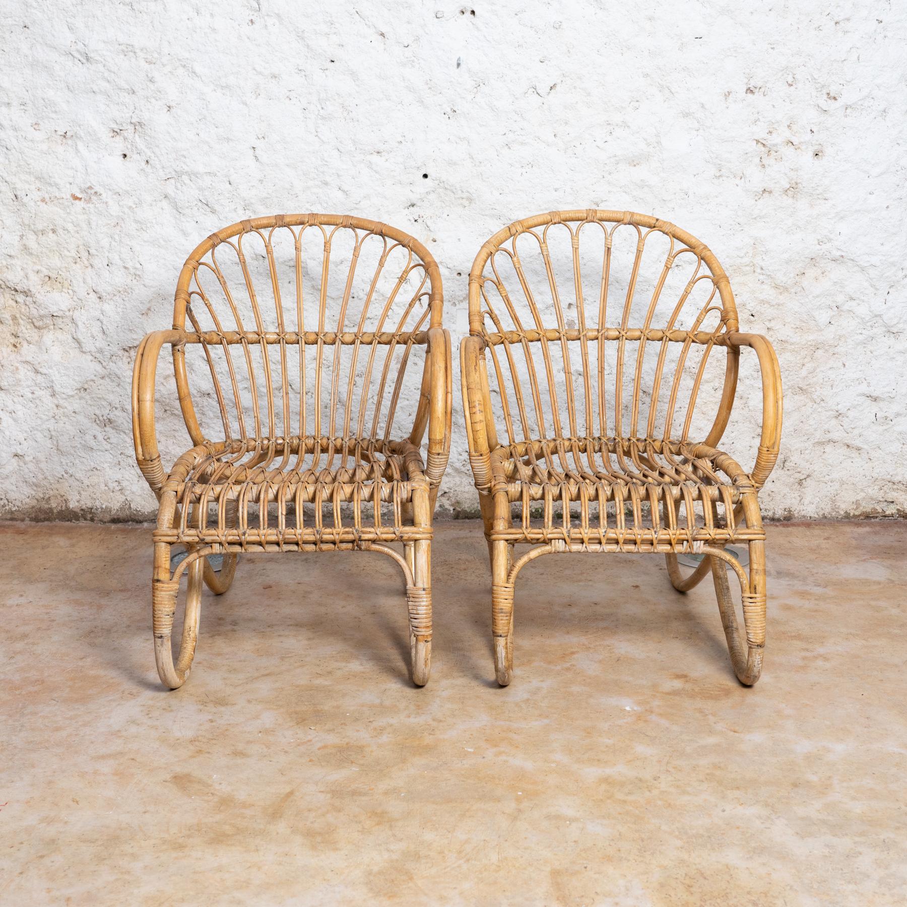 Set of Two Vintage French Ribiera Bamboo Armchairs, circa 1960 1