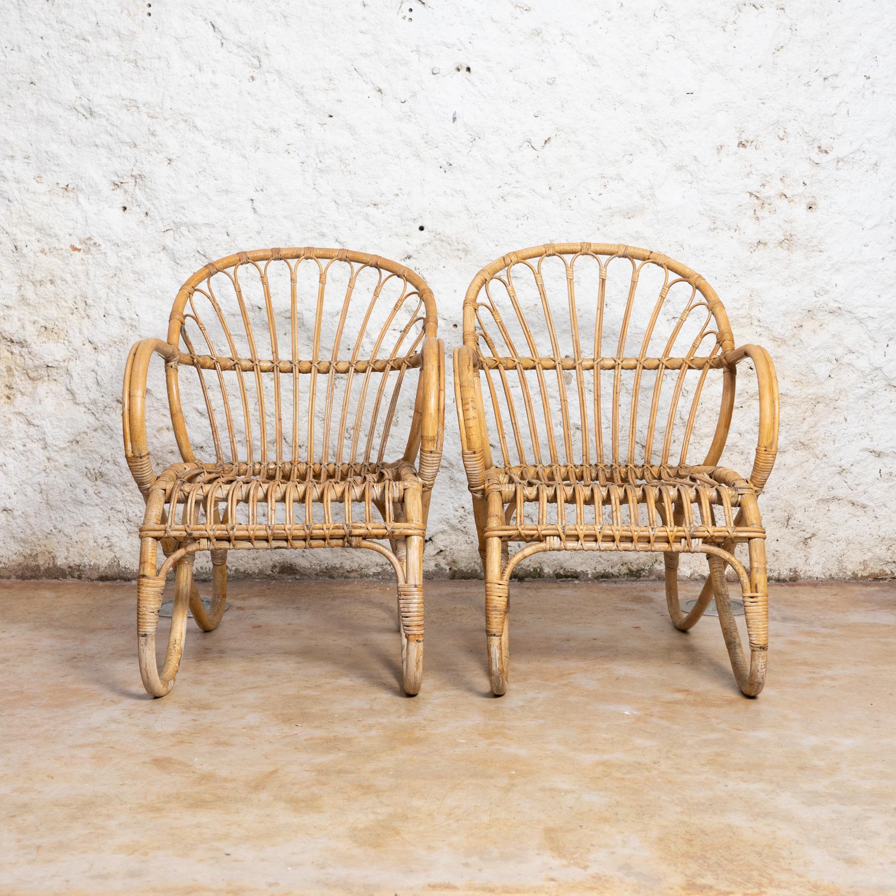 Set of Two Vintage French Ribiera Bamboo Armchairs, circa 1960 2