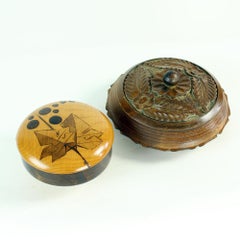 Set of Two Vintage Handcrafted Bowls in Wood, Czechoslovakia, 1960s