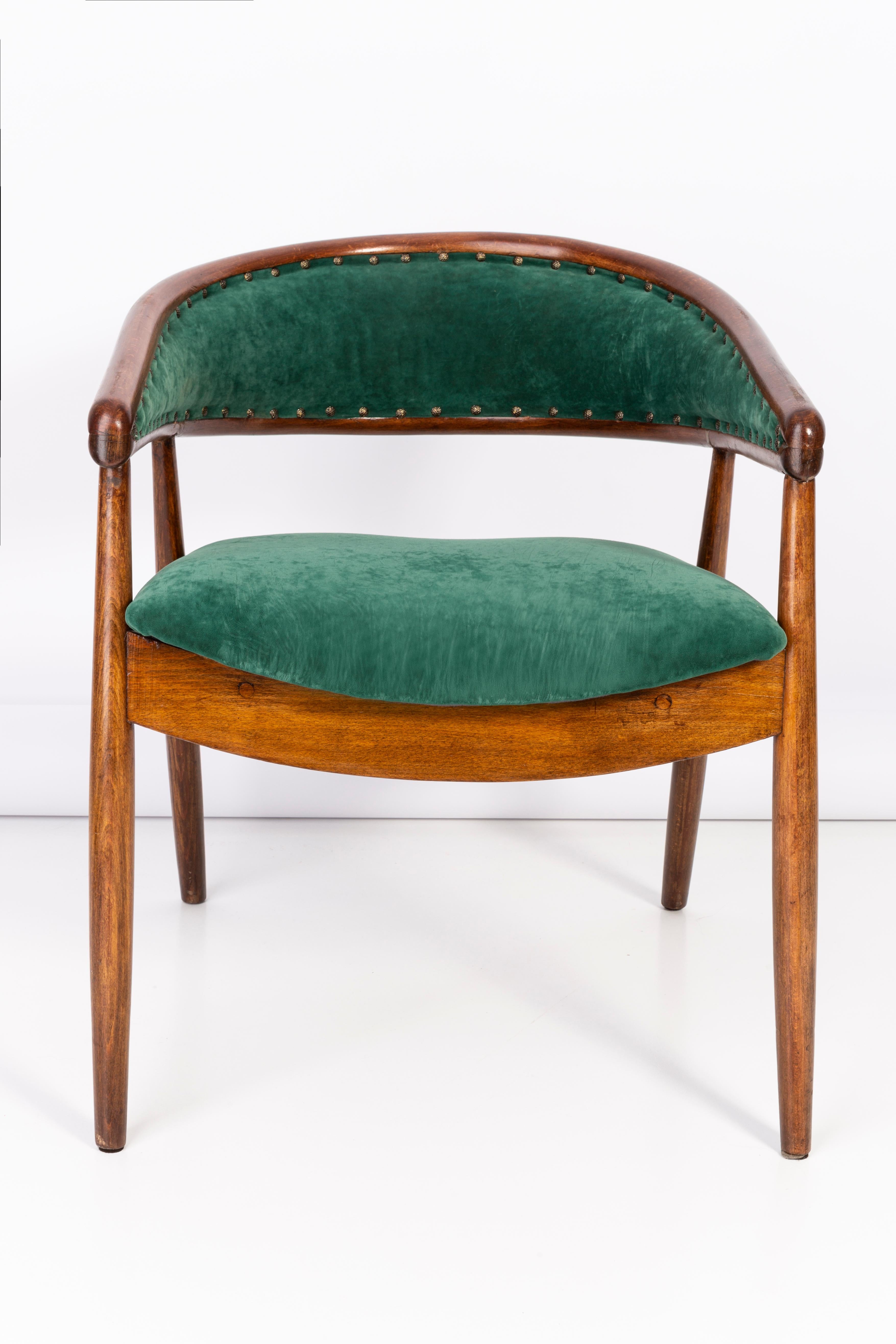 20th Century Set of Two Vintage James Mont Bent Beech Armchairs, Dark Green, Europe, 1960s For Sale