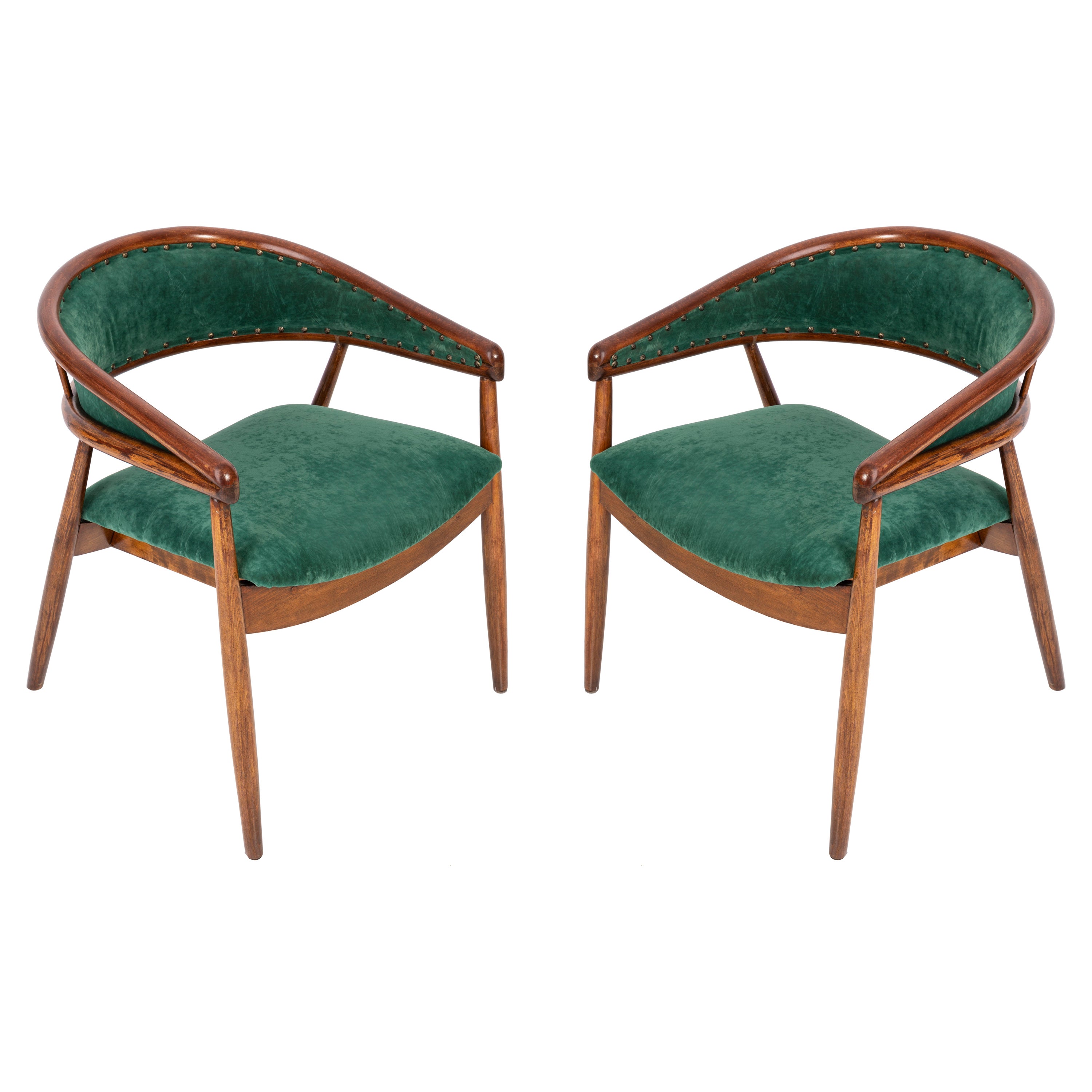Ensemble de deux fauteuils vintage James Mont en hêtre courbé vert foncé, Europe, années 1960 en vente