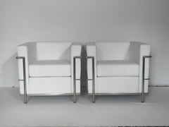 Set of Two Vintage LC2 Le Corbusier Armchairs Italy 1980s
