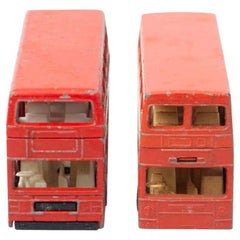 Set of Two Vintage London Bus Match Box Car Toys, circa 1960