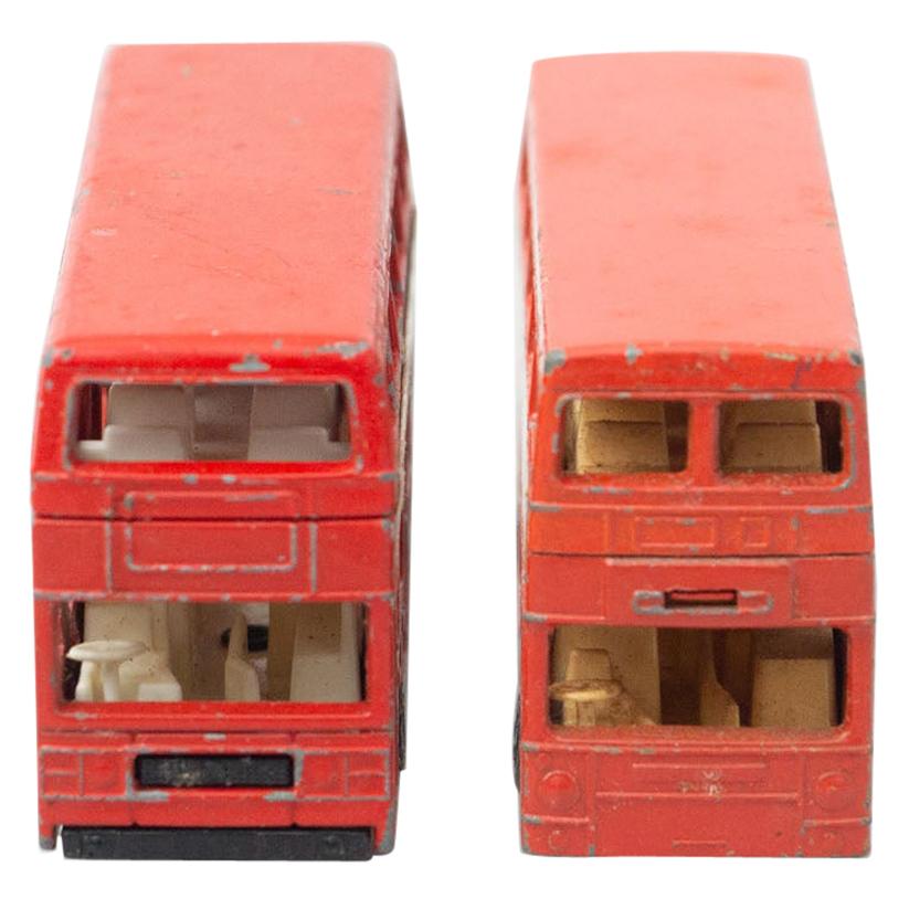 Set of Two Vintage London Bus Match Box Car Toys, circa 1960