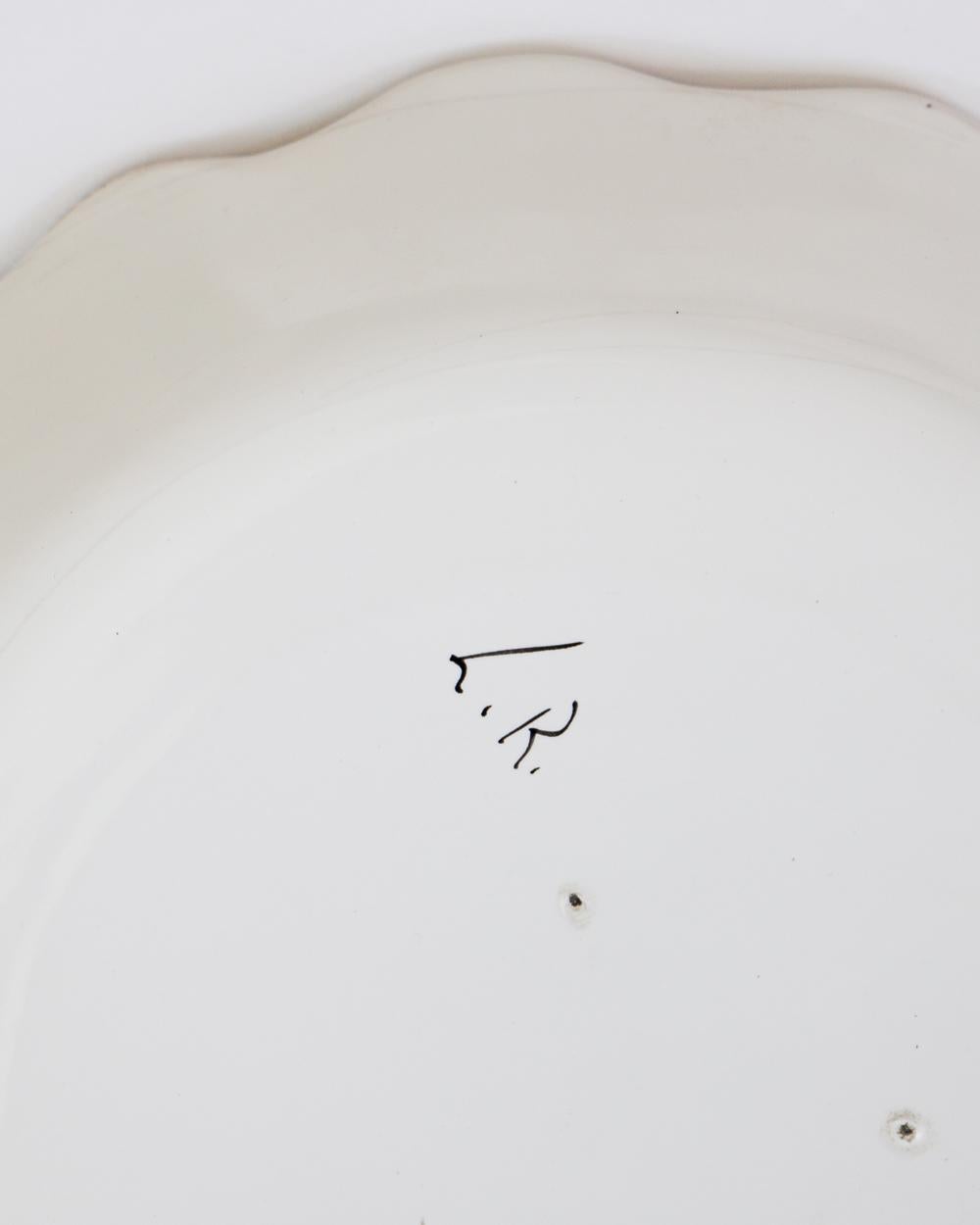 Juego de dos platos de mayólica vintage, Mister y Missus siglo XX en venta