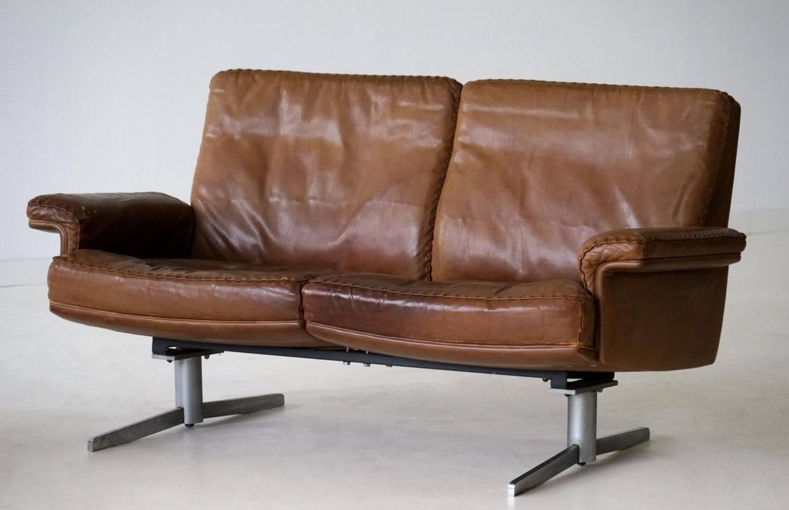 Set of Two Vintage Model DS 31 Leather Two-Seat Sofa from De Sede im Zustand „Hervorragend“ in Telgte, DE