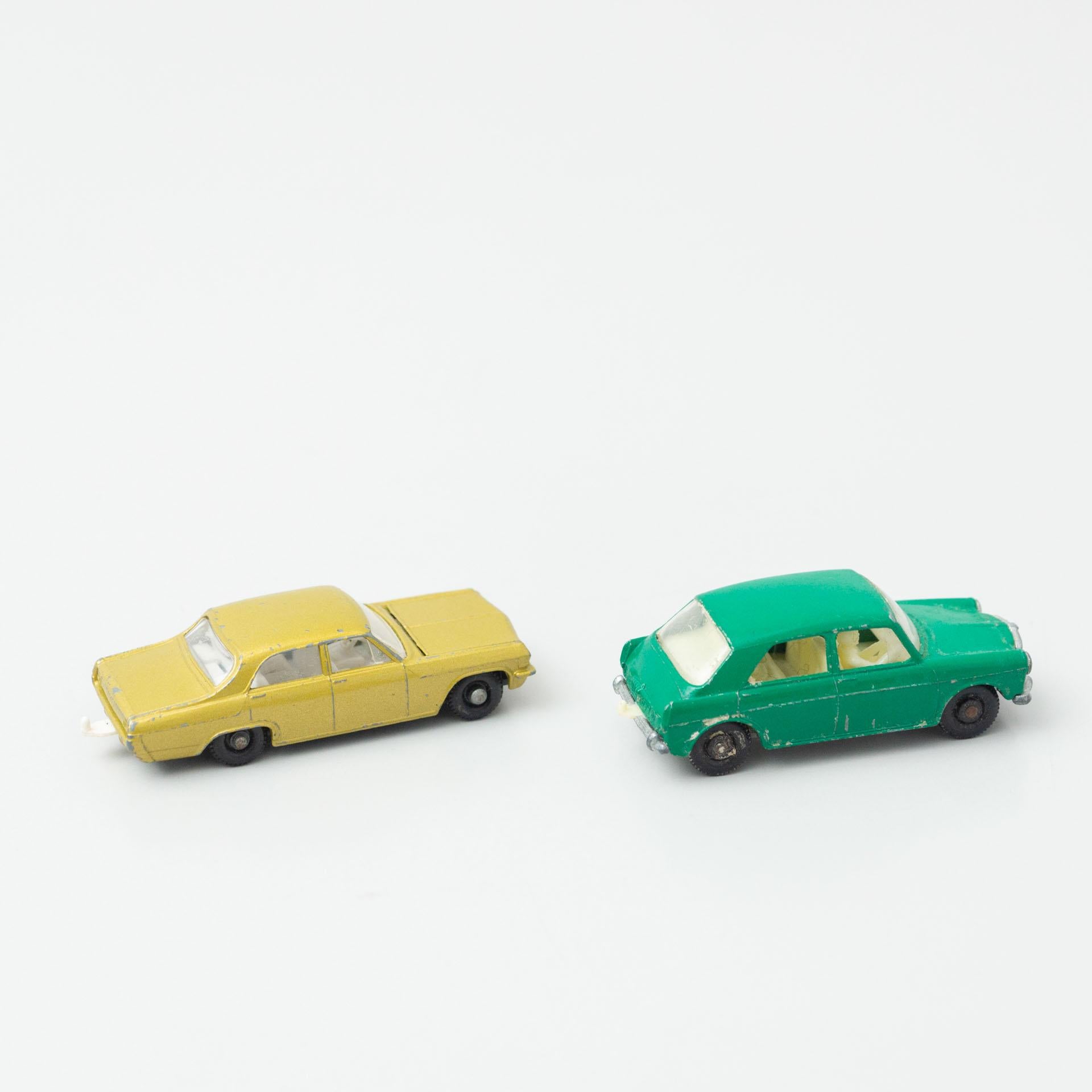 French Set of Two Vintage Opel MatchBox Car Toys, circa 1960