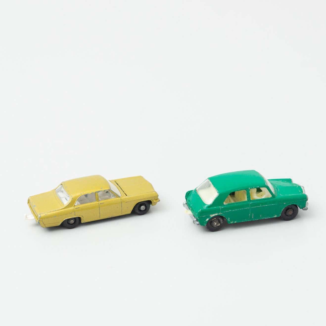 French Set of Two Vintage Opel MatchBox Car Toys, circa 1960 For Sale