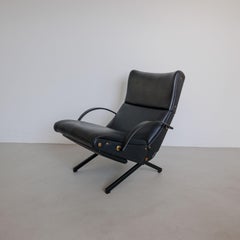 Ensemble de deux fauteuils de salon P40 vintage par Osvaldo Borsani pour Tecno, en cuir noir