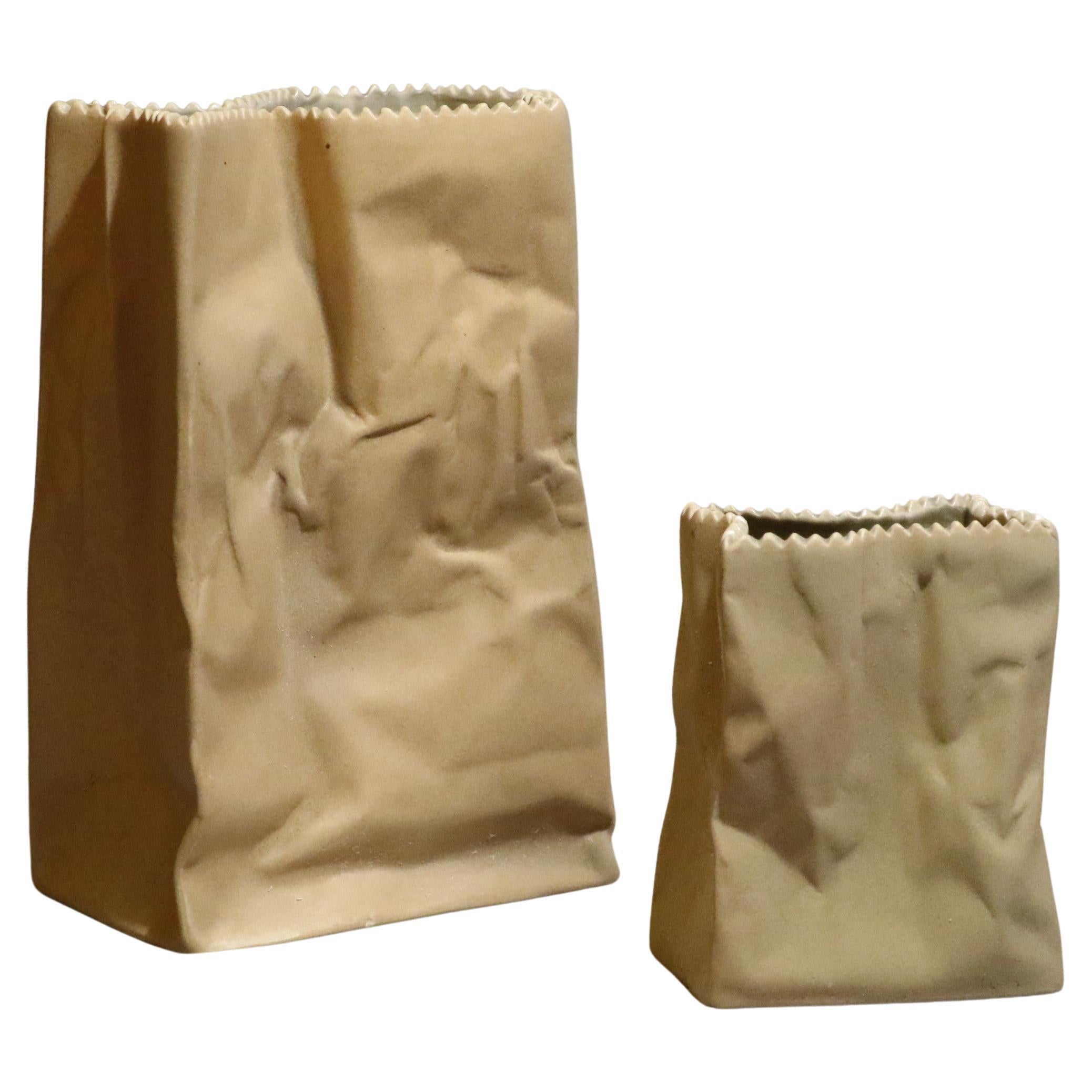 Set of Two Vintage "Paper Bag" Vases by Tapio Wirkkala for Rosenthal - 1970's