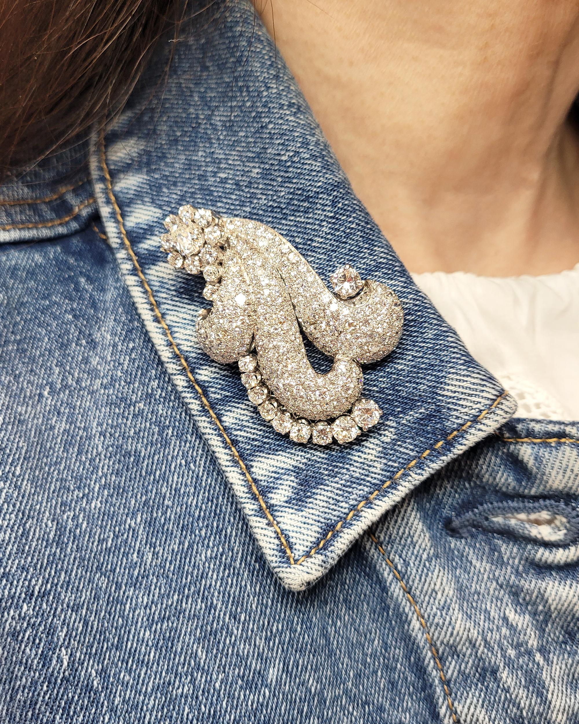 Set di due spille vintage in platino e diamanti In condizioni buone in vendita a New York, NY
