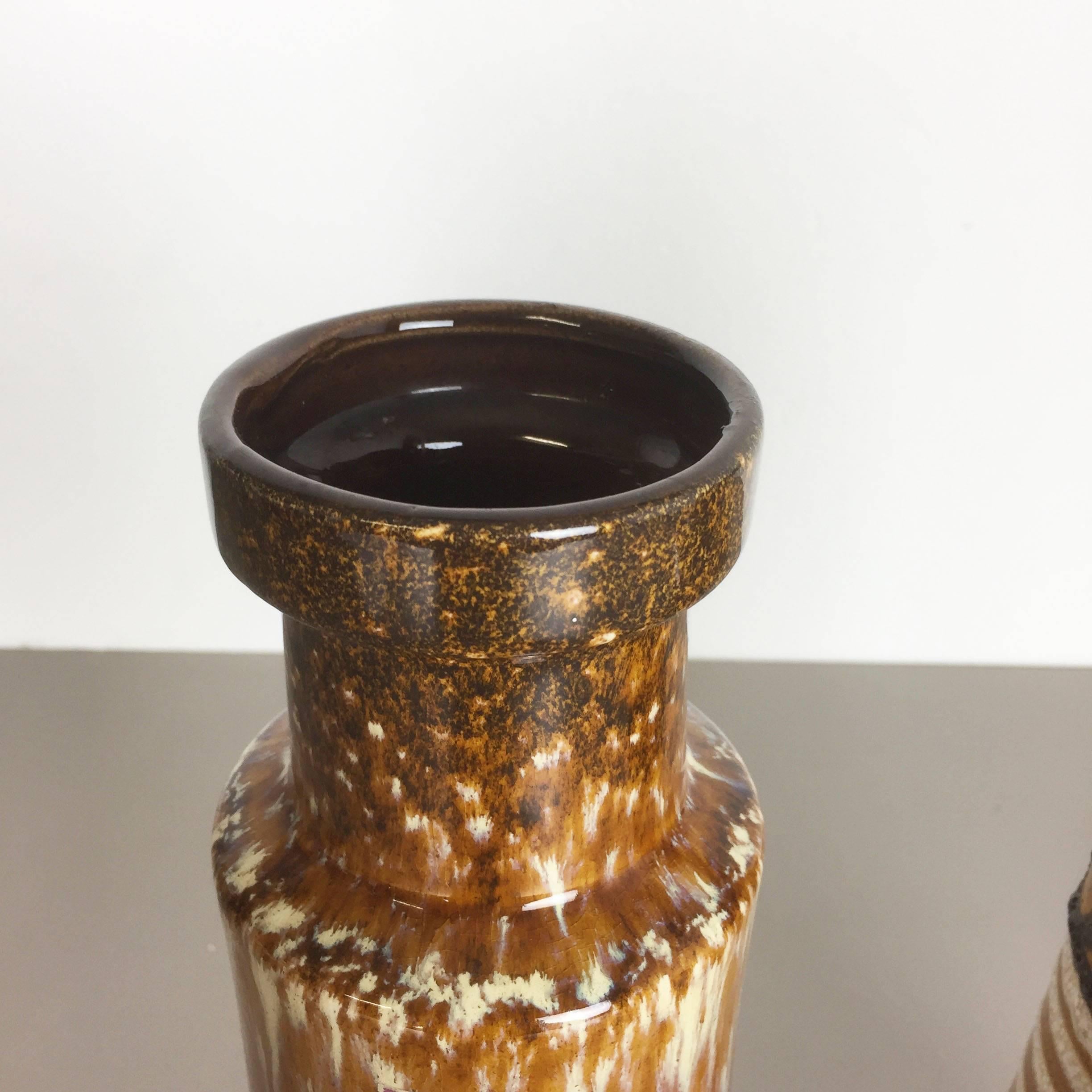 Set of Two Vintage Pottery Fat Lava Glazed Vases Made by Scheurich Germany 1970s In Good Condition In Kirchlengern, DE