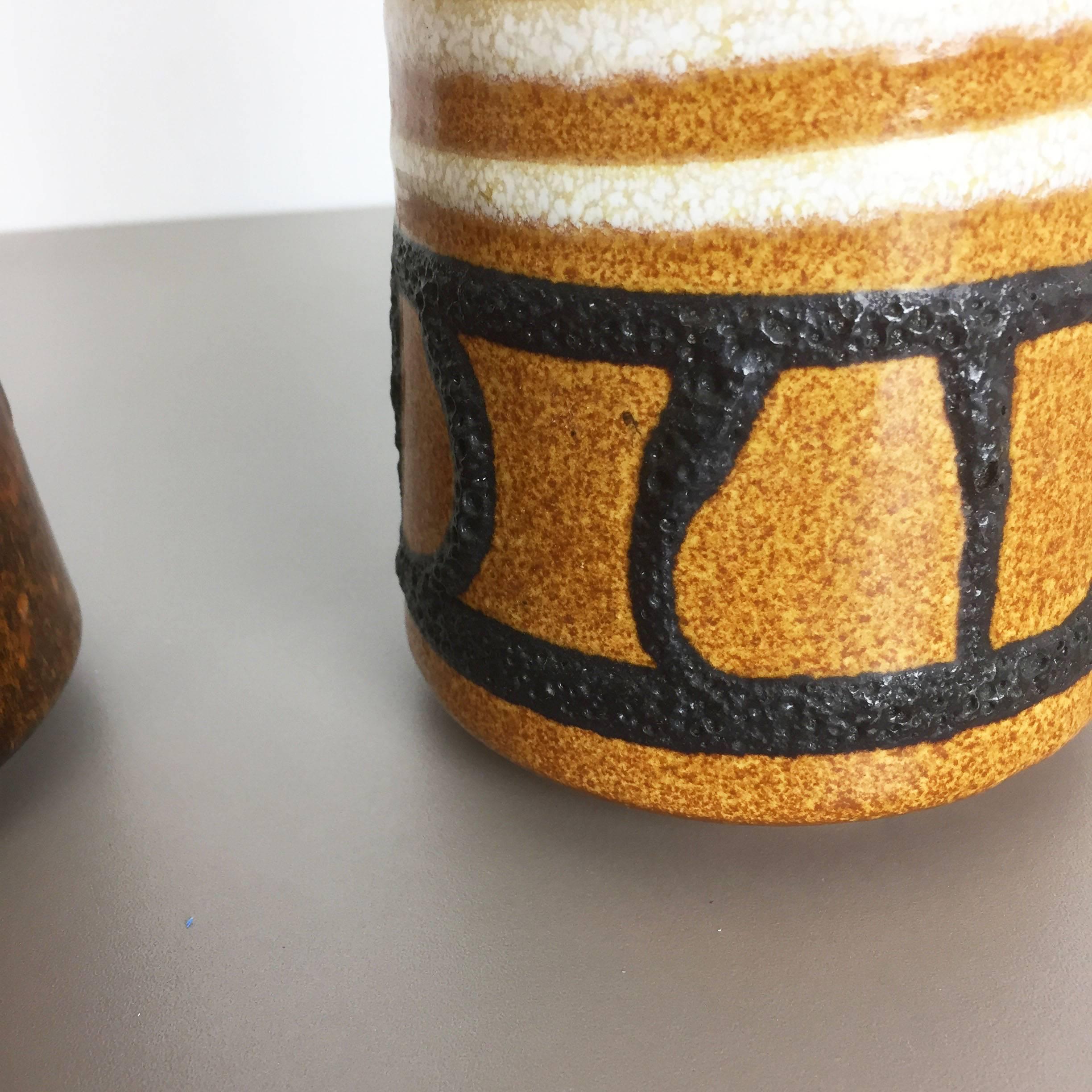 Set of Two Vintage Pottery Fat Lava Glazed Vases Made by Scheurich Germany 1970s For Sale 1
