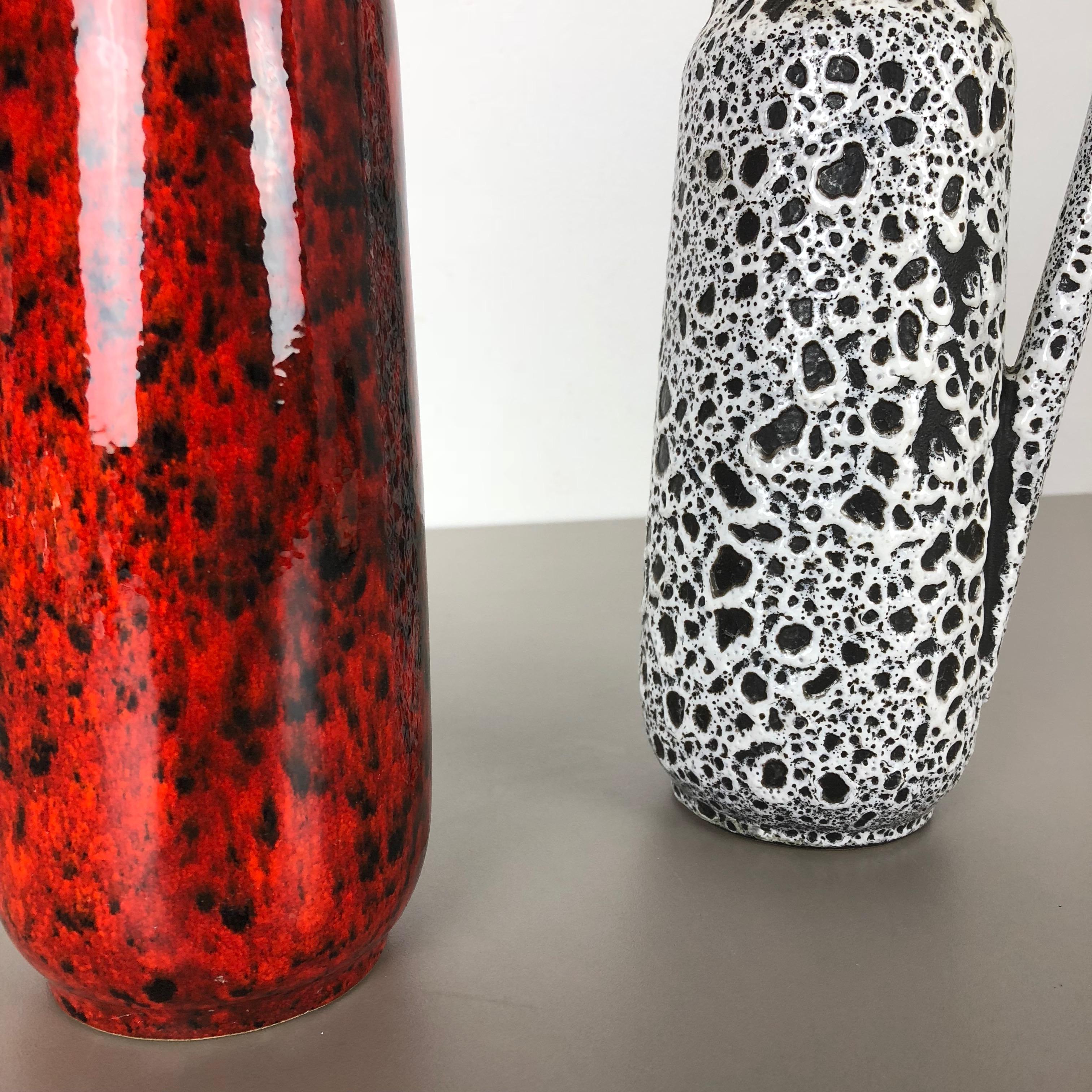 Set of Two Vintage Pottery Fat Lava Glazed Vases Made by Scheurich, Germany 1