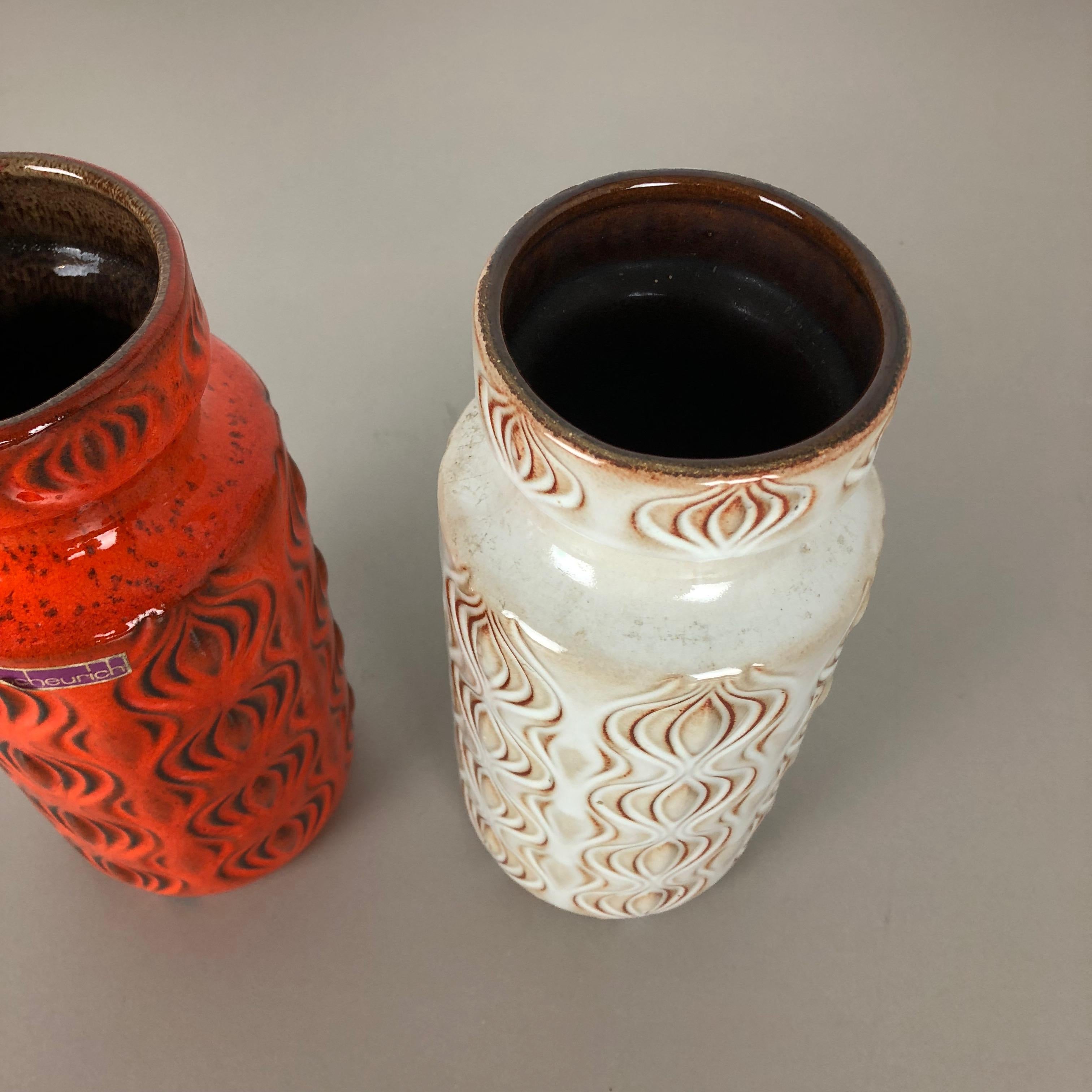 Set of Two Vintage Pottery Fat Lava 'Onion' Vases Made by Scheurich, Germany 6