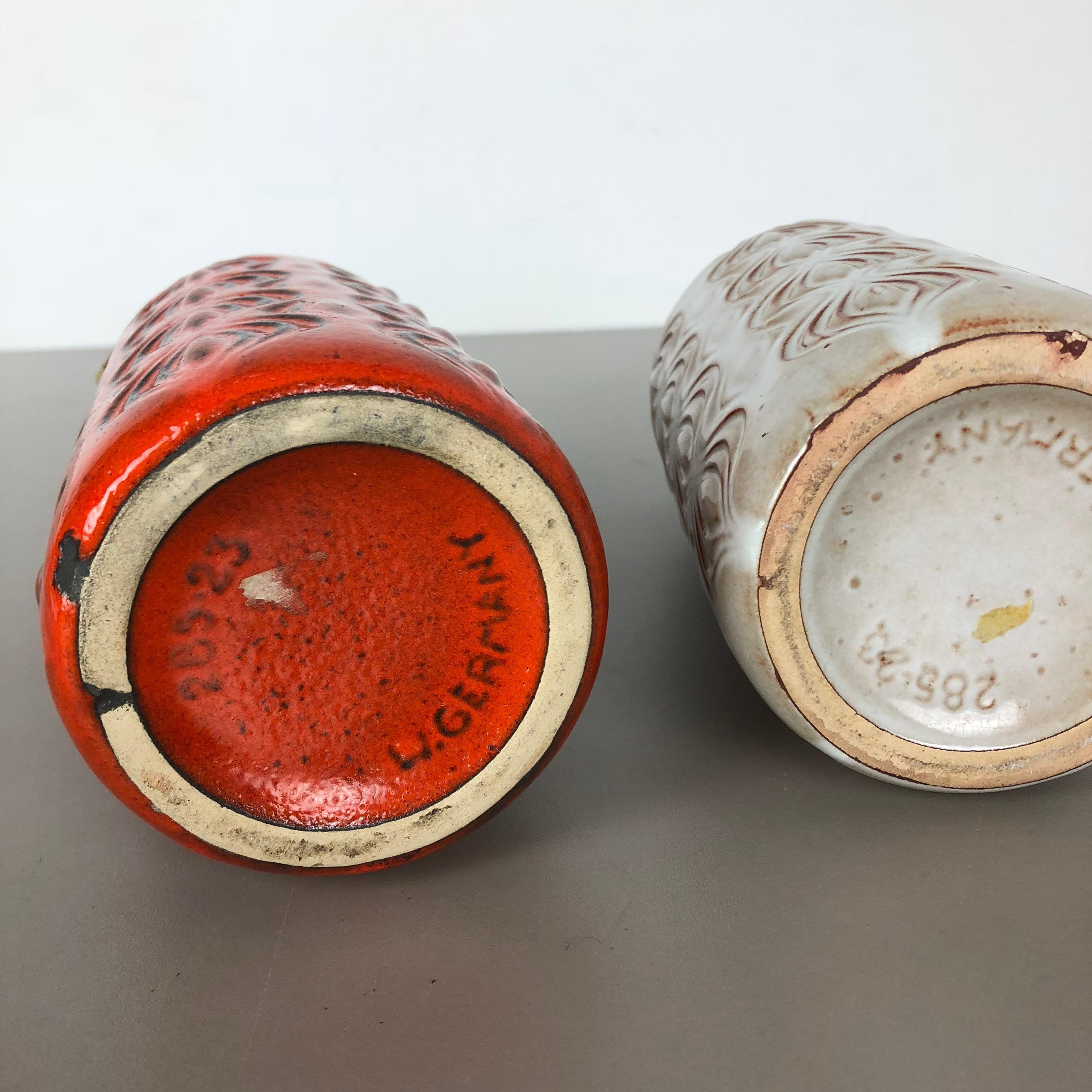 Set of Two Vintage Pottery Fat Lava 'Onion' Vases Made by Scheurich, Germany For Sale 6