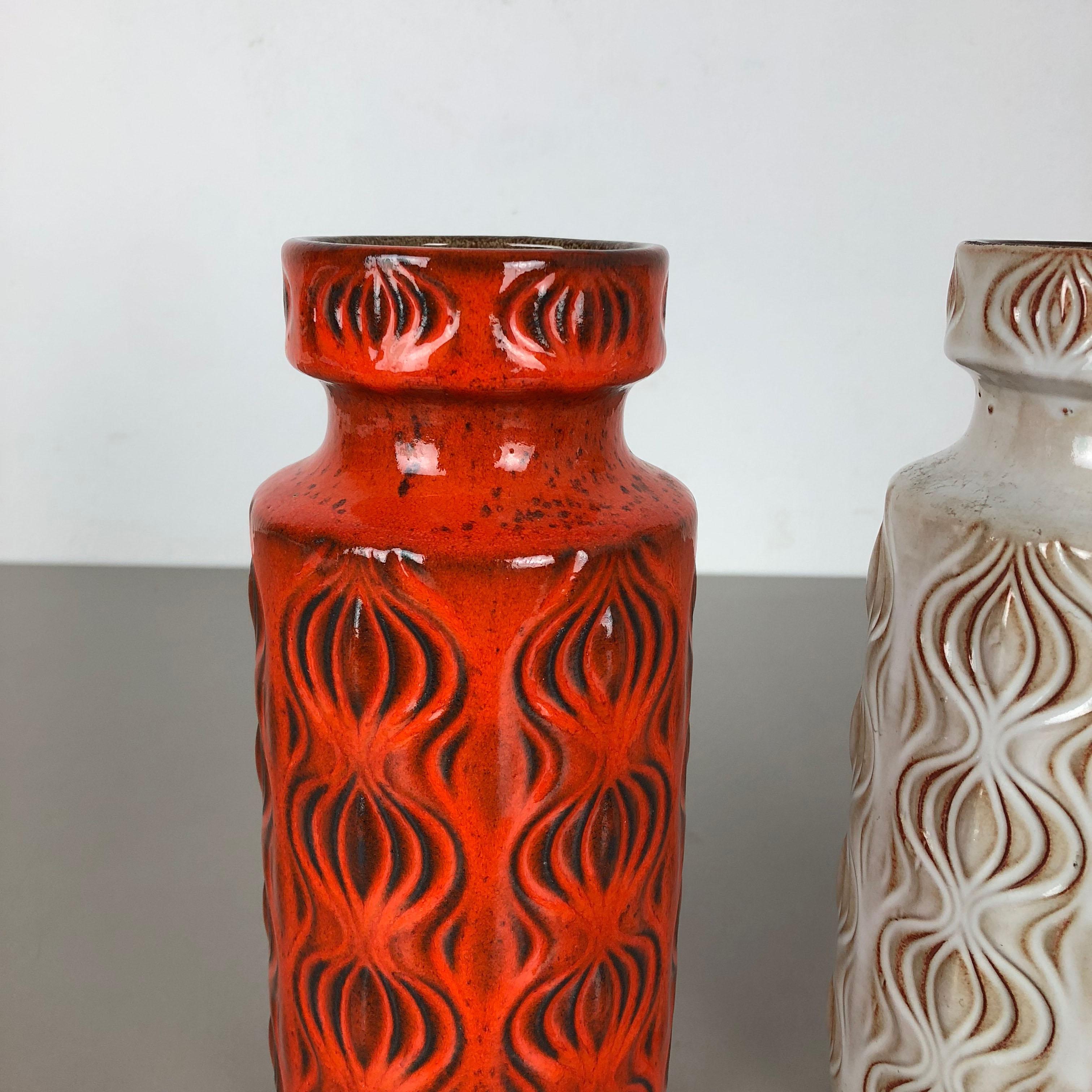 Set of Two Vintage Pottery Fat Lava 'Onion' Vases Made by Scheurich, Germany (Moderne der Mitte des Jahrhunderts)