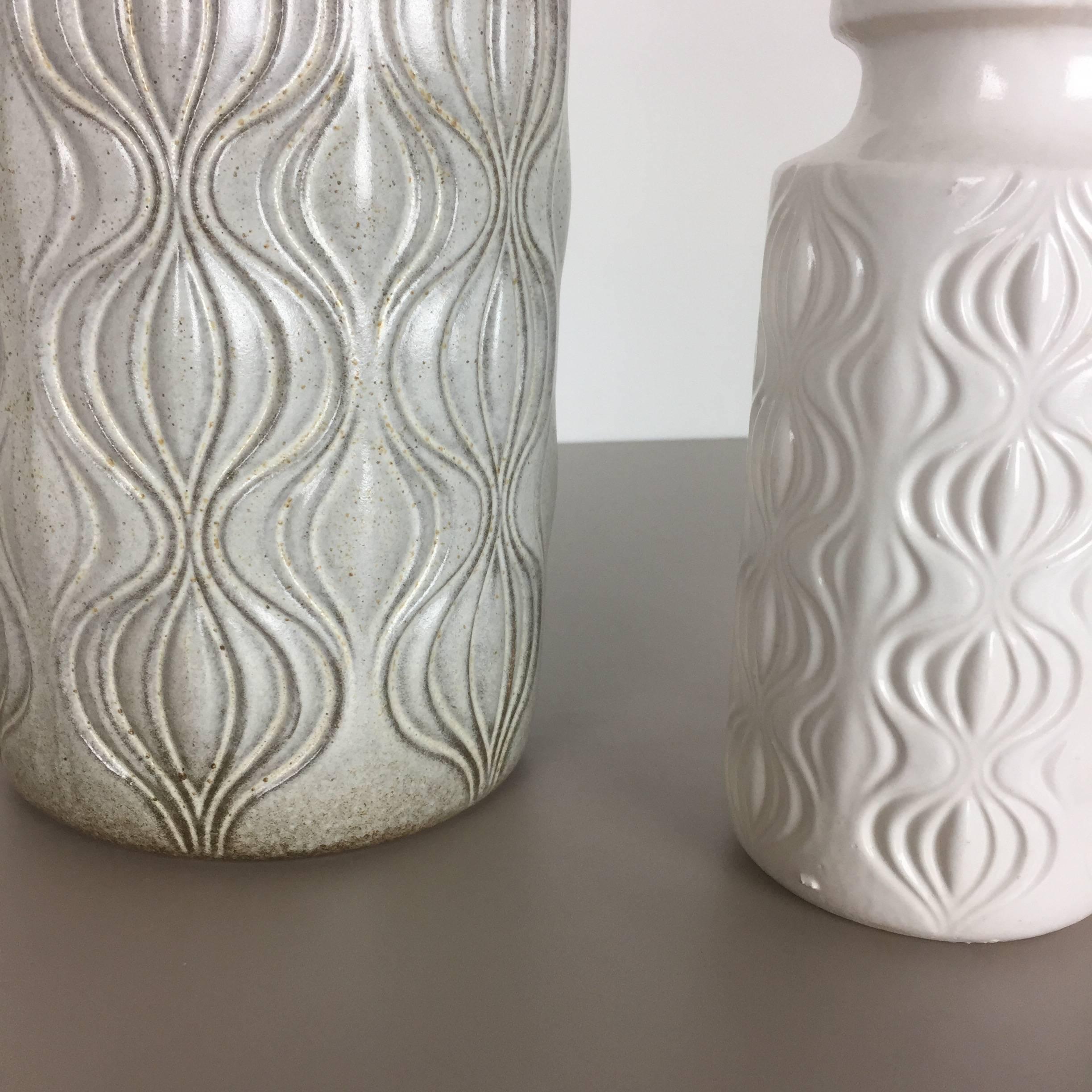 20th Century Set of Two Vintage Pottery Fat Lava 'Onion' Vases Made by Scheurich, Germany