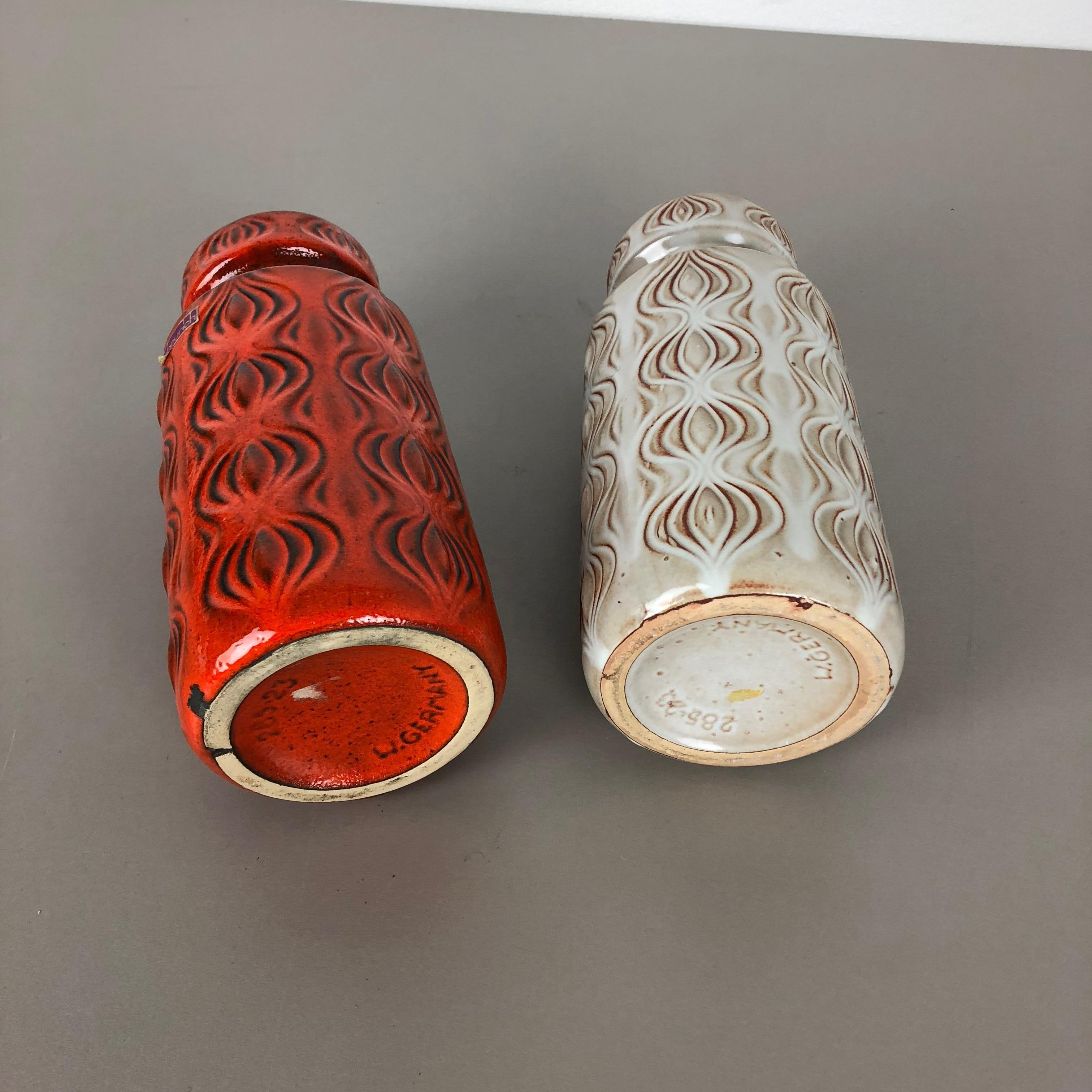 Set of Two Vintage Pottery Fat Lava 'Onion' Vases Made by Scheurich, Germany 2