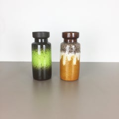 Set of Two Vintage Pottery Fat Lava Vases Made by Scheurich, Germany, 1970s